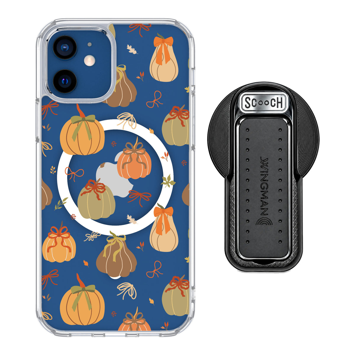 Scooch MagCase Pretty Pumpkins for iPhone 12 — MagSafe Wingback Bundle - Black