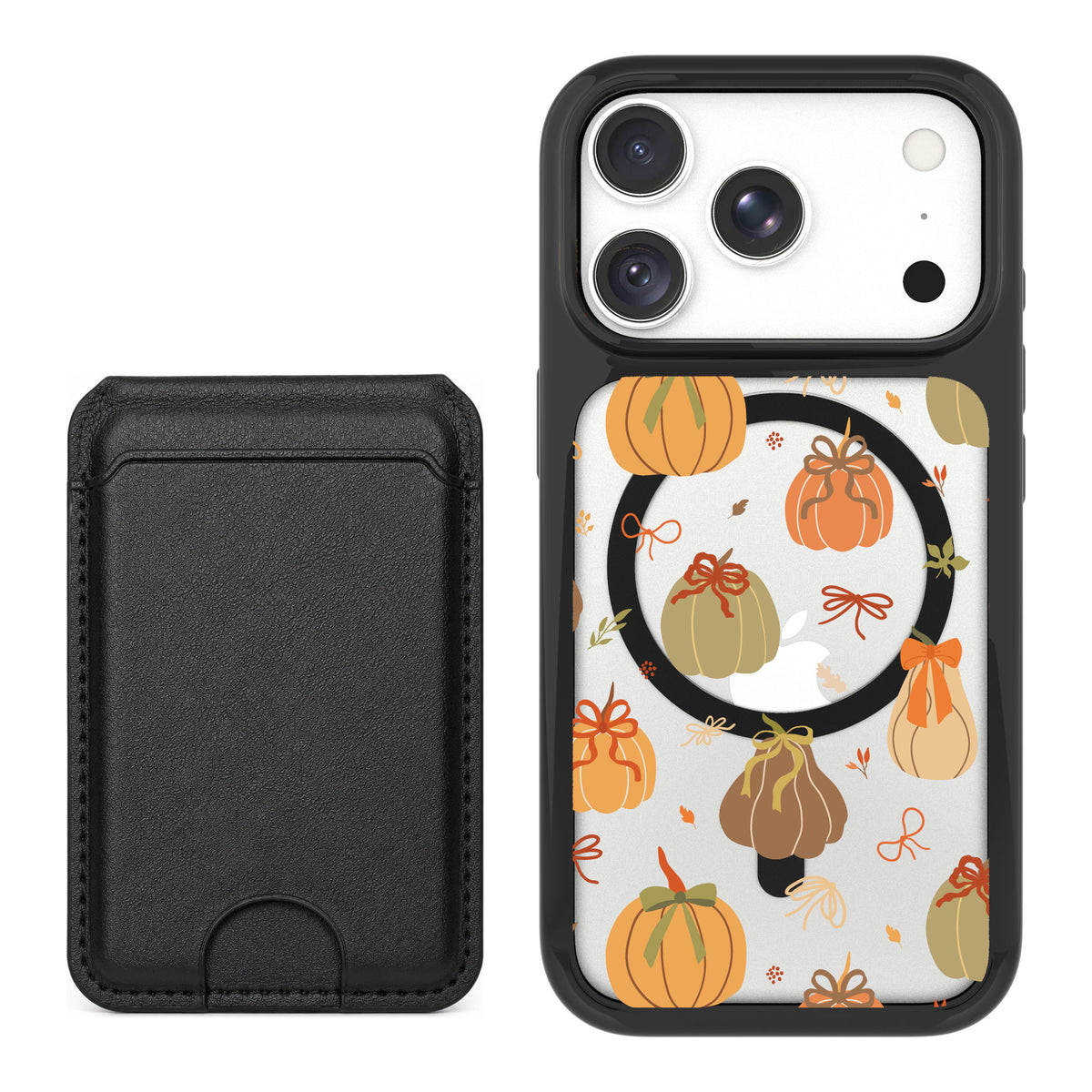 Scooch MagCase Pretty Pumpkins for iPhone 18 Pro Max — Black MagWallet Bundle