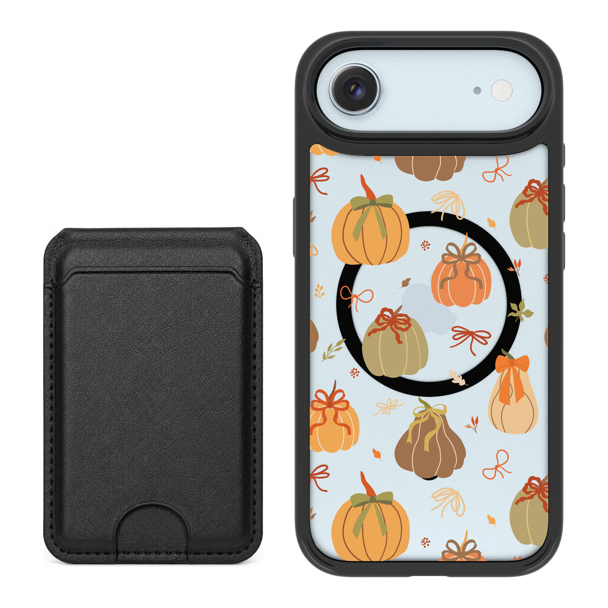 Scooch MagCase Pretty Pumpkins for iPhone Air — Black MagWallet Bundle
