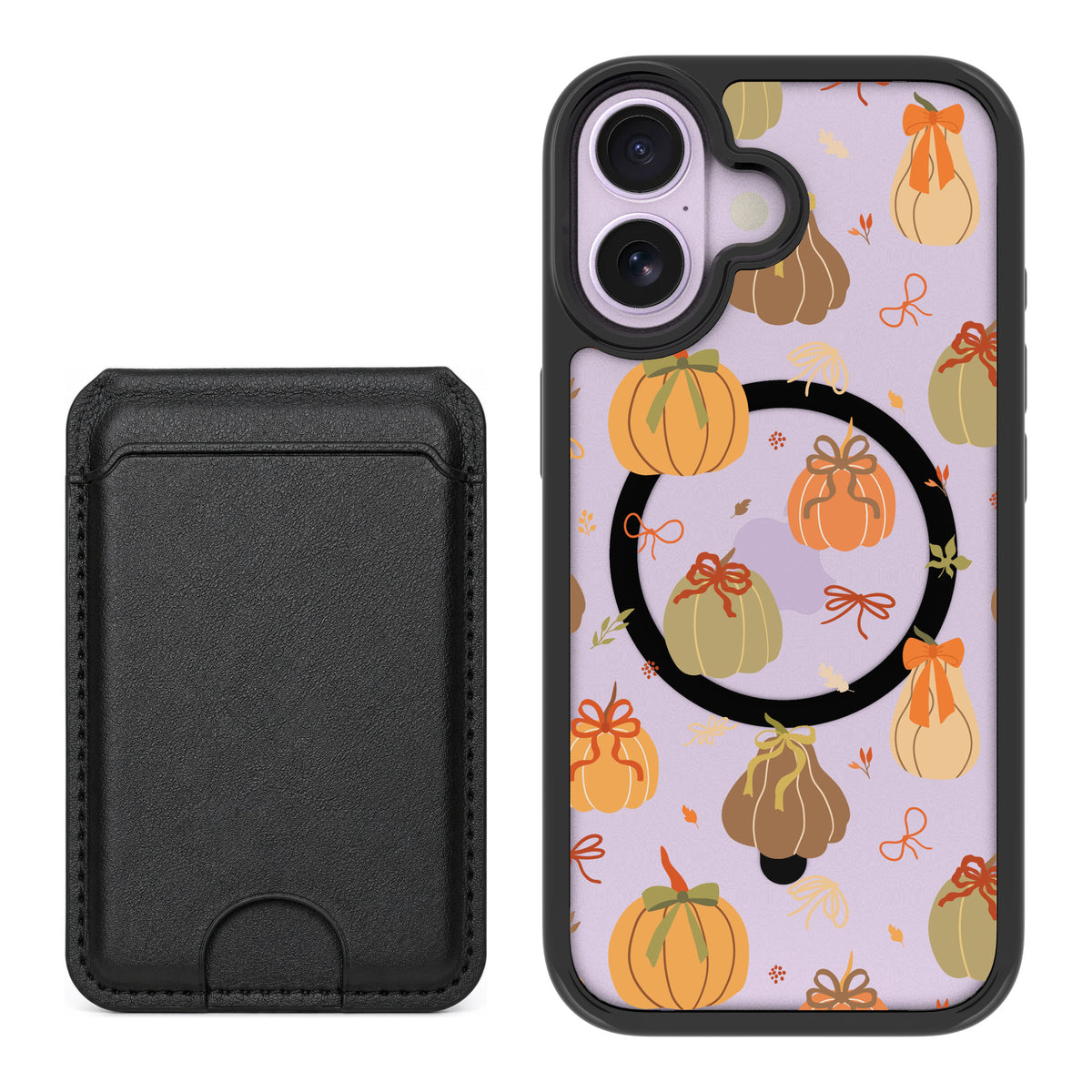 Scooch MagCase Pretty Pumpkins for iPhone 17 — Black MagWallet Bundle