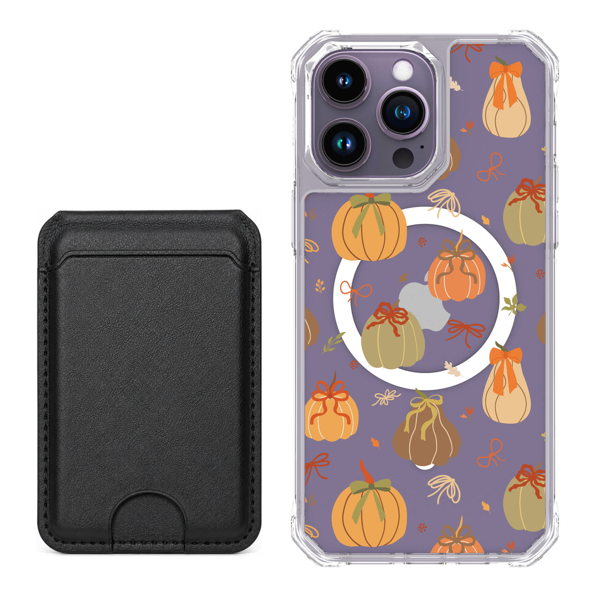 Scooch MagCase Pretty Pumpkins for iPhone 14 Pro Max — Black MagWallet Bundle