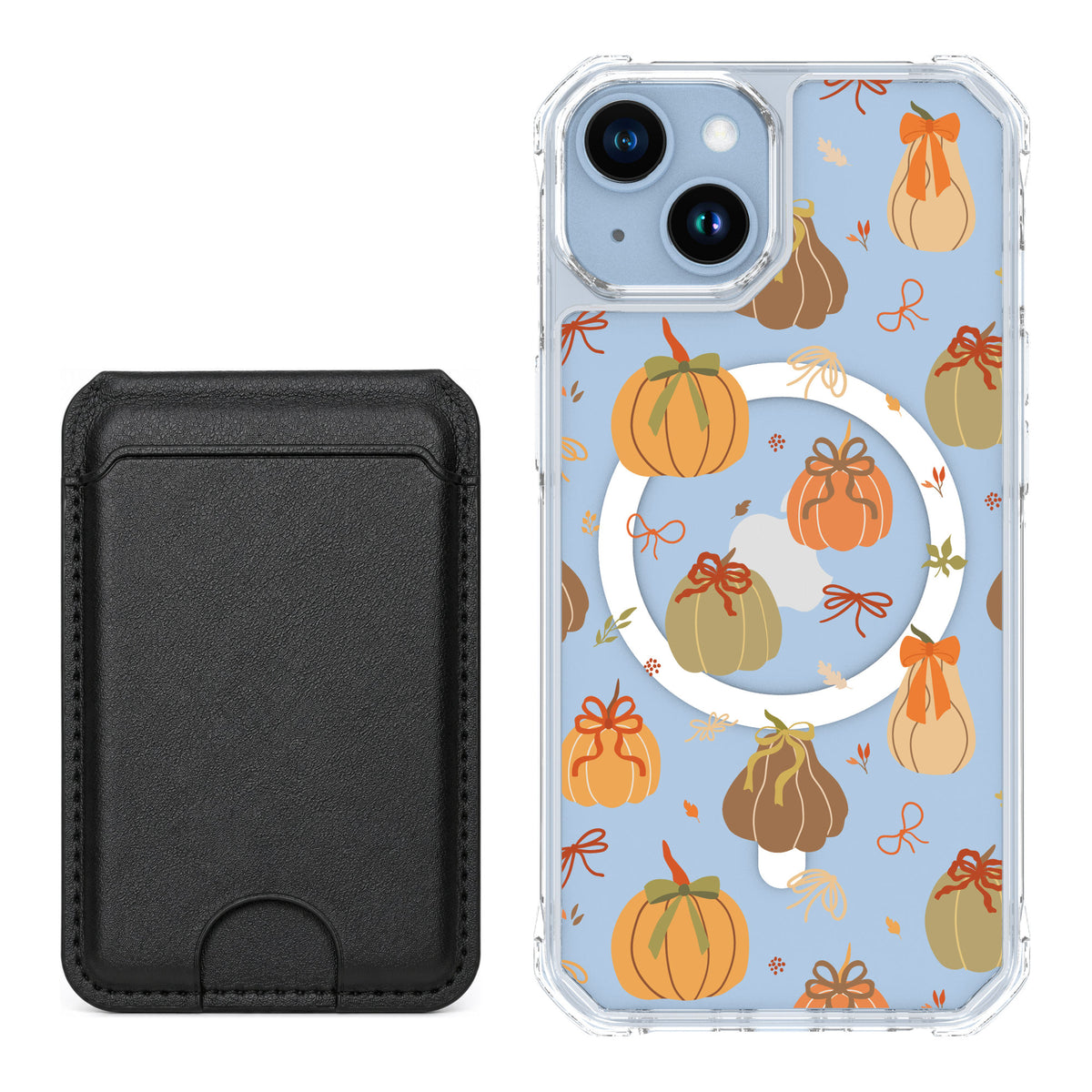 Scooch MagCase Pretty Pumpkins for iPhone 14 — Black MagWallet Bundle