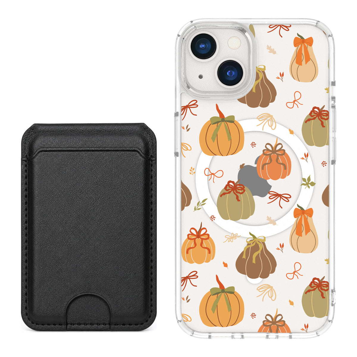 Scooch MagCase Pretty Pumpkins for iPhone 13 — Black MagWallet Bundle