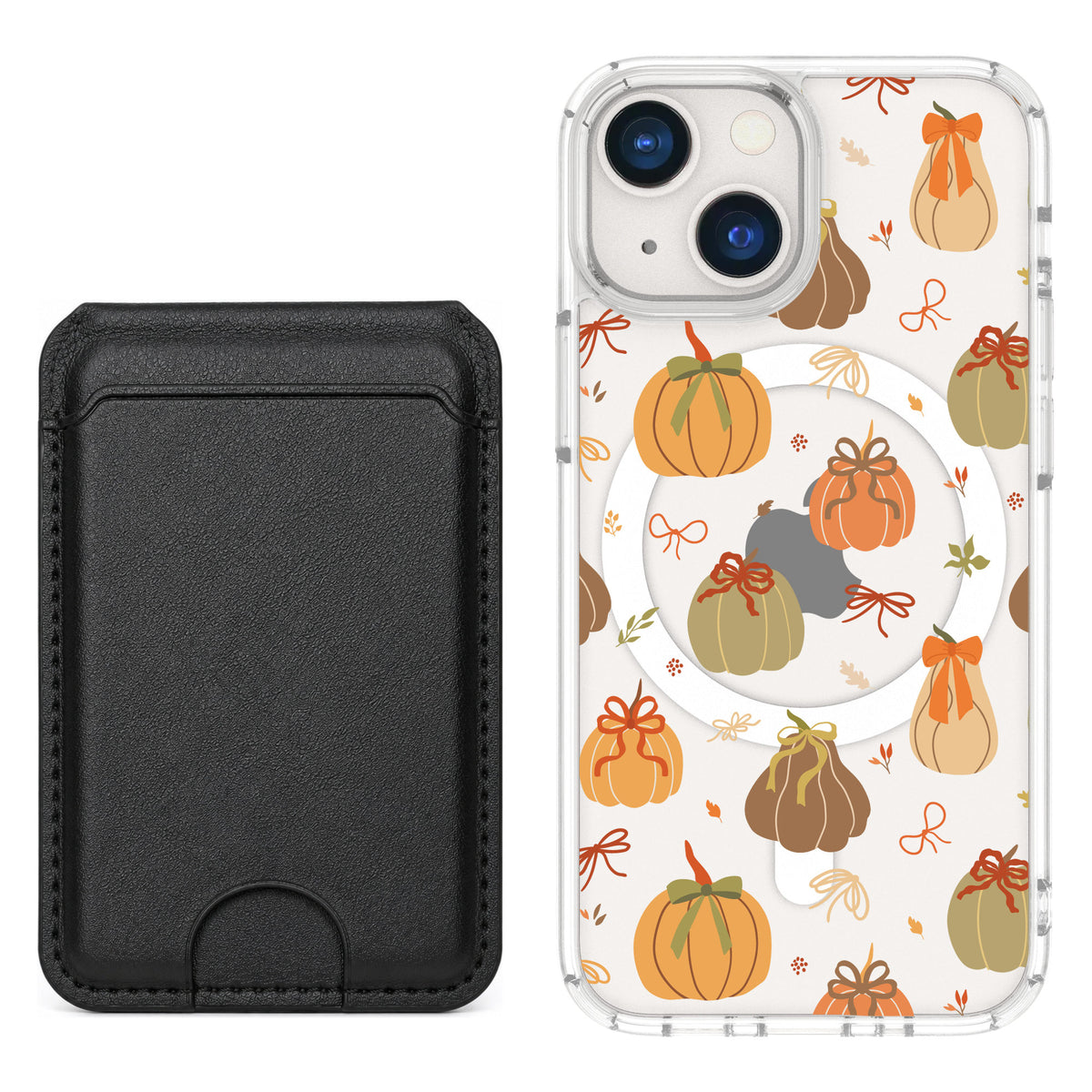 Scooch MagCase Pretty Pumpkins for iPhone 13 mini — Black MagWallet Bundle