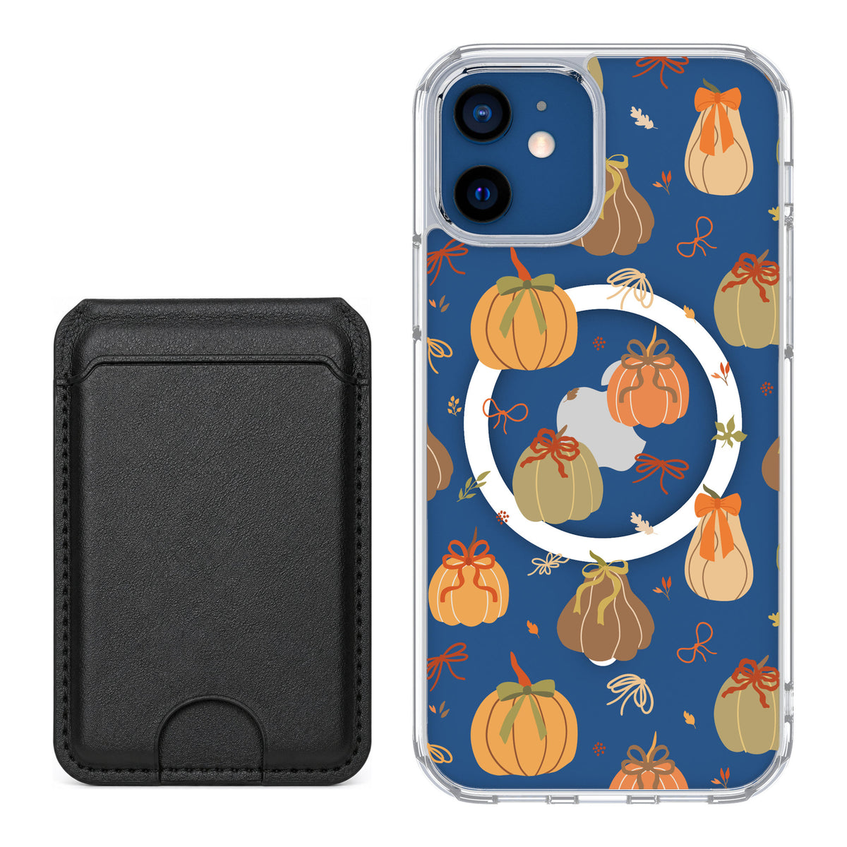 Scooch MagCase Pretty Pumpkins for iPhone 12 — Black MagWallet Bundle
