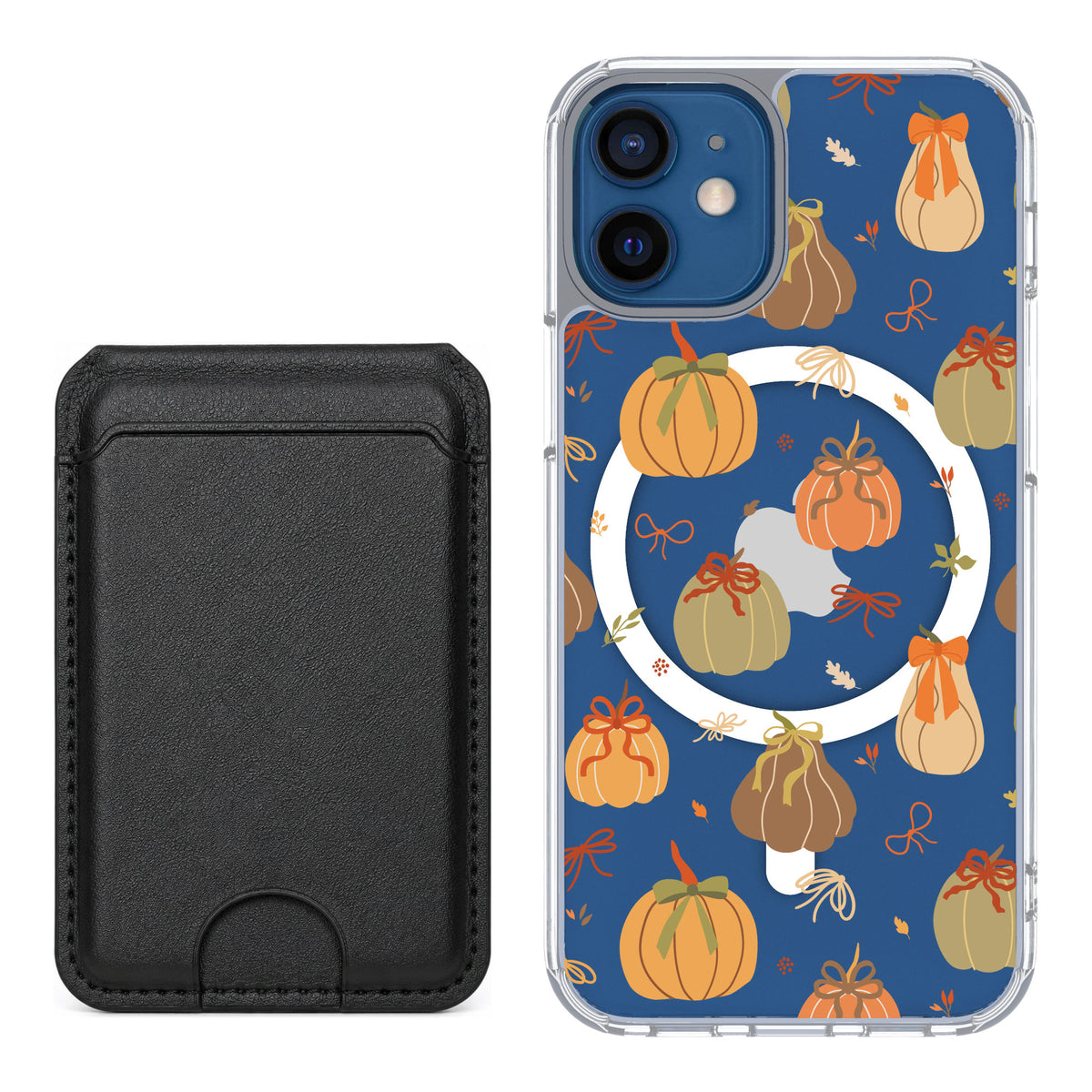 Scooch MagCase Pretty Pumpkins for iPhone 12 mini — Black MagWallet Bundle