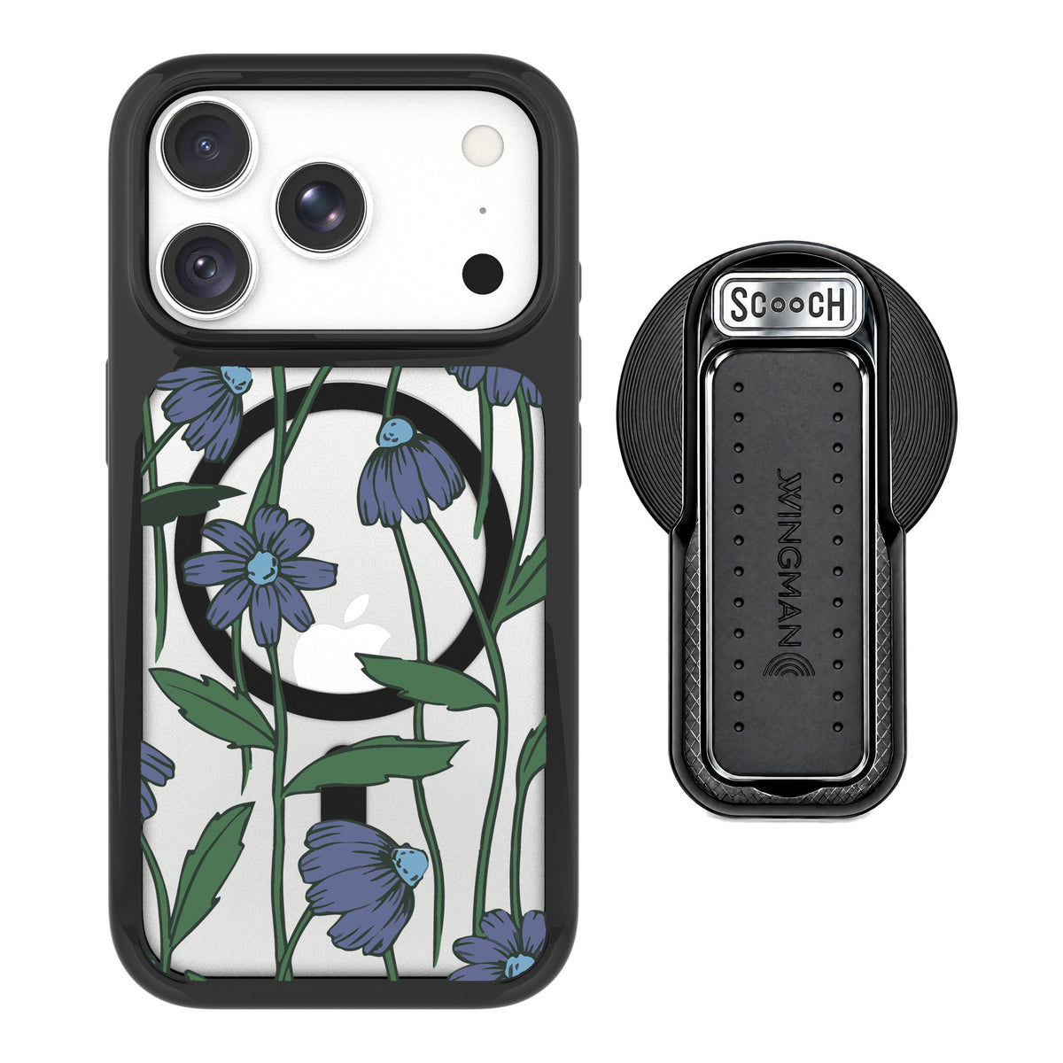 Scooch MagCase Violet Daisy for iPhone 18 Pro Max — MagSafe Wingback Bundle - Black