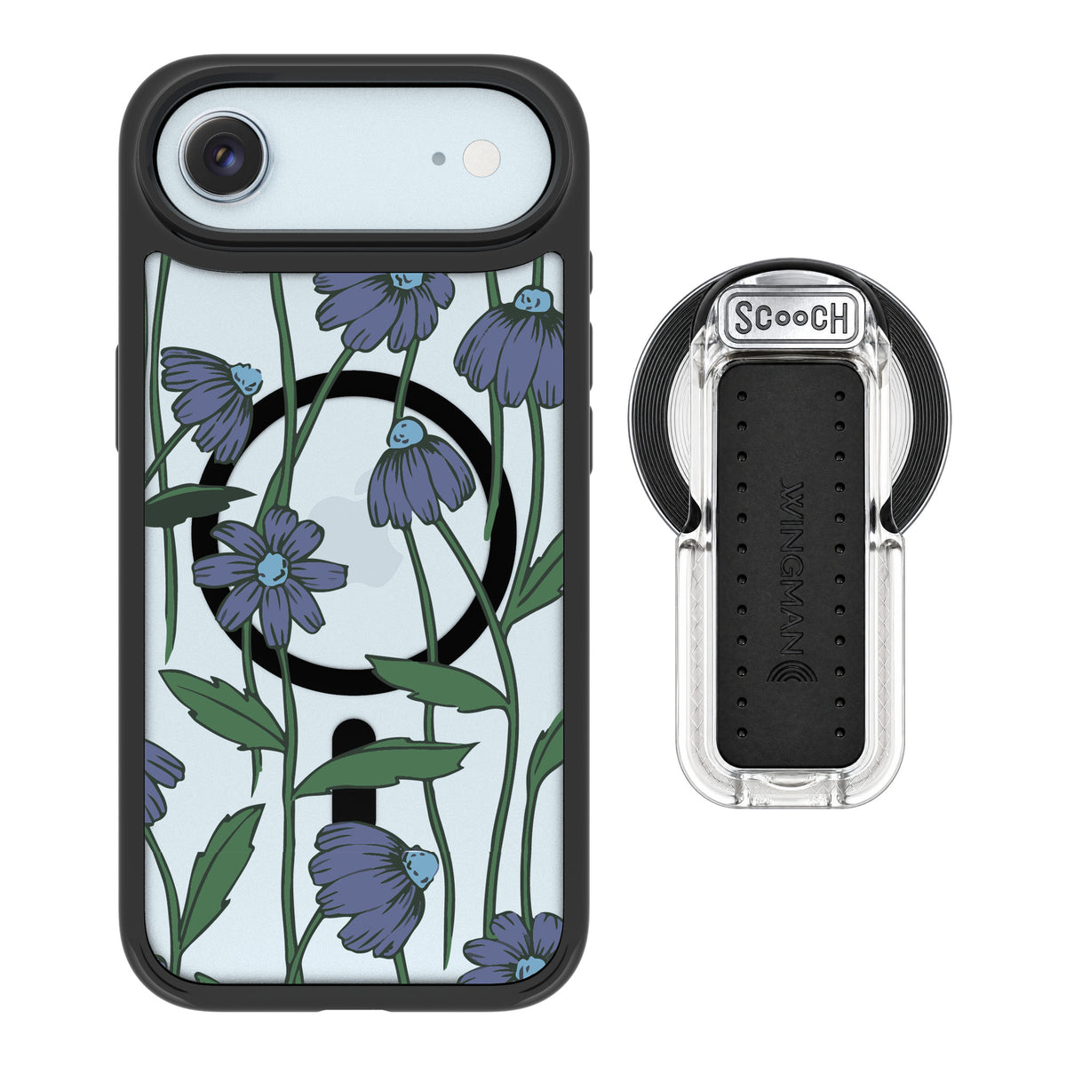 Scooch MagCase Violet Daisy for iPhone Air — MagSafe Wingback Bundle - Clear