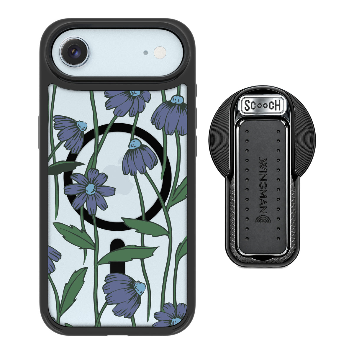 Scooch MagCase Violet Daisy for iPhone Air — MagSafe Wingback Bundle - Black