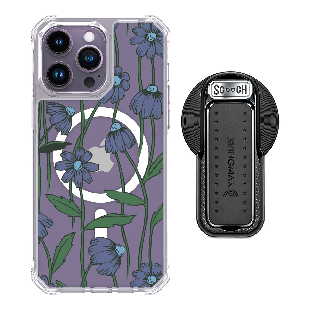 Scooch MagCase Violet Daisy for iPhone 14 Pro Max — MagSafe Wingback Bundle - Black