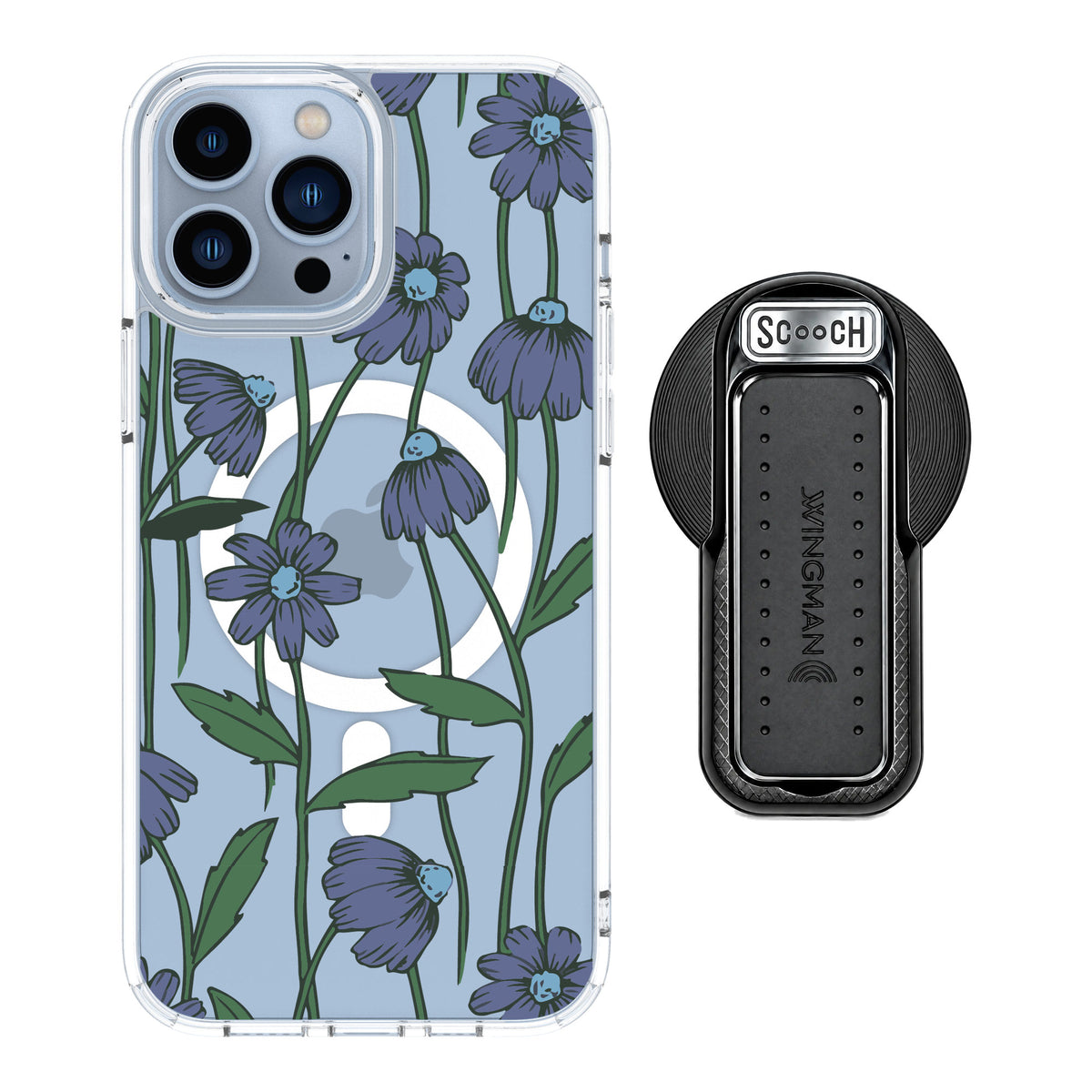 Scooch MagCase Violet Daisy for iPhone 13 Pro Max — MagSafe Wingback Bundle - Black