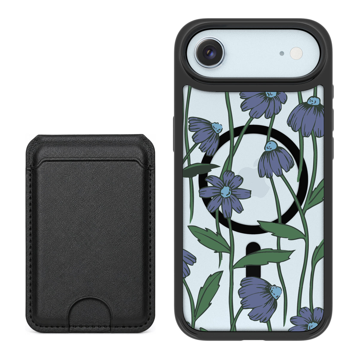 Scooch MagCase Violet Daisy for iPhone Air — Black MagWallet Bundle