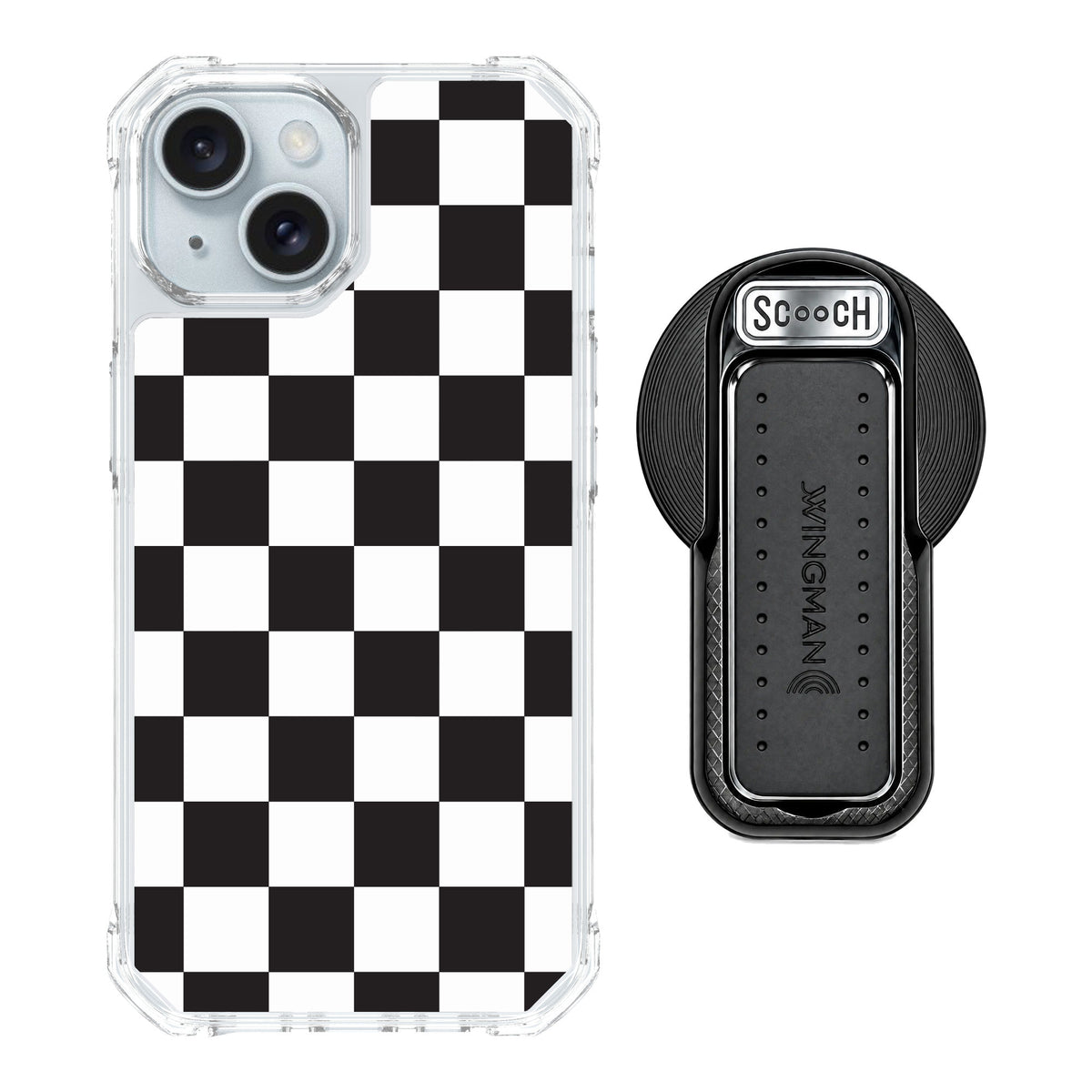 Scooch MagCase Checkered for iPhone 15 — MagSafe Wingback Bundle - Black