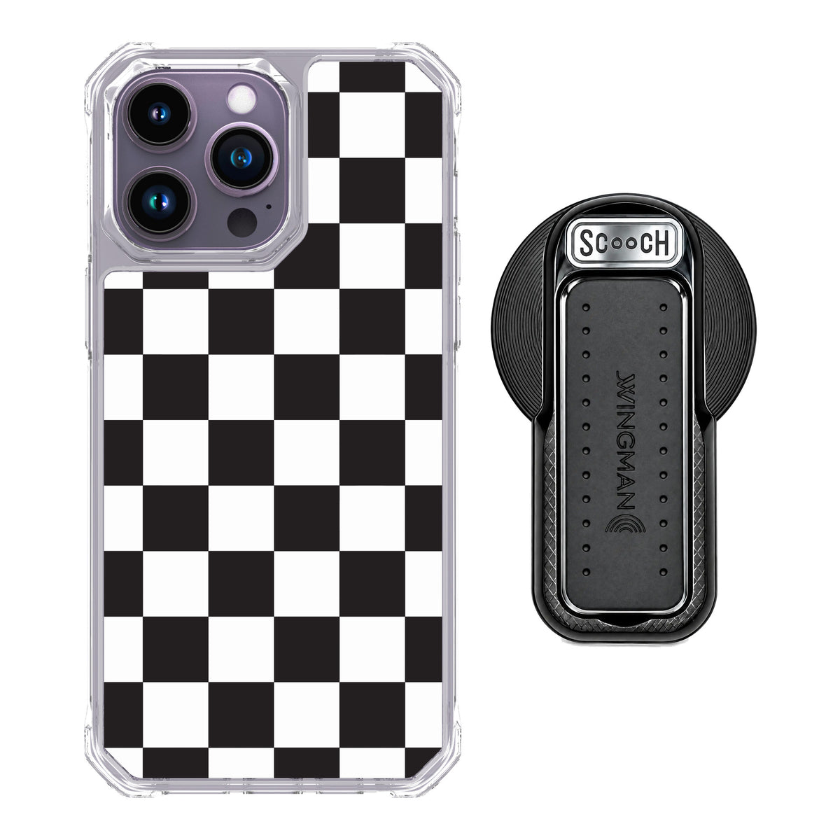 Scooch MagCase Checkered for iPhone 14 Pro Max — MagSafe Wingback Bundle - Black