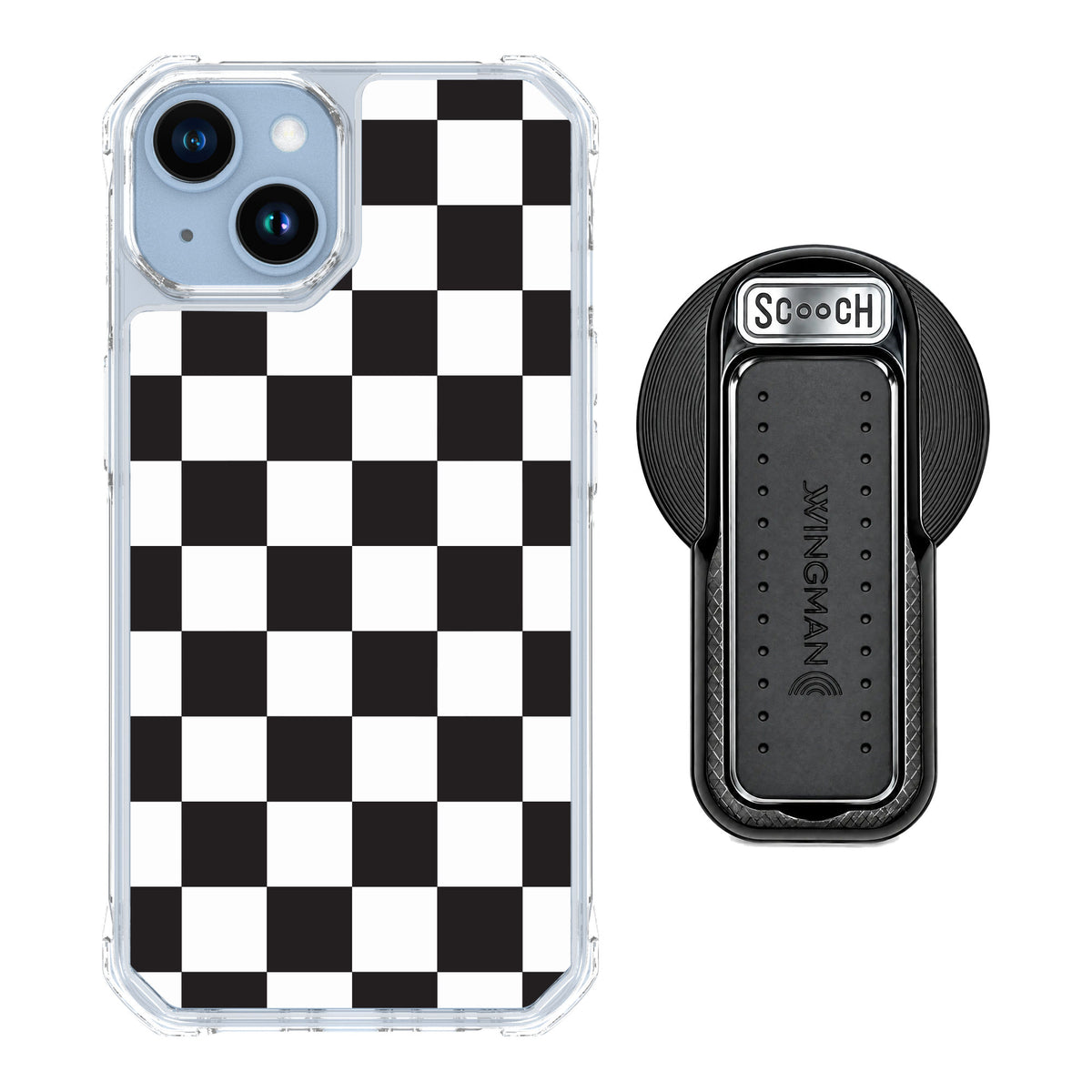 Scooch MagCase Checkered for iPhone 14 — MagSafe Wingback Bundle - Black