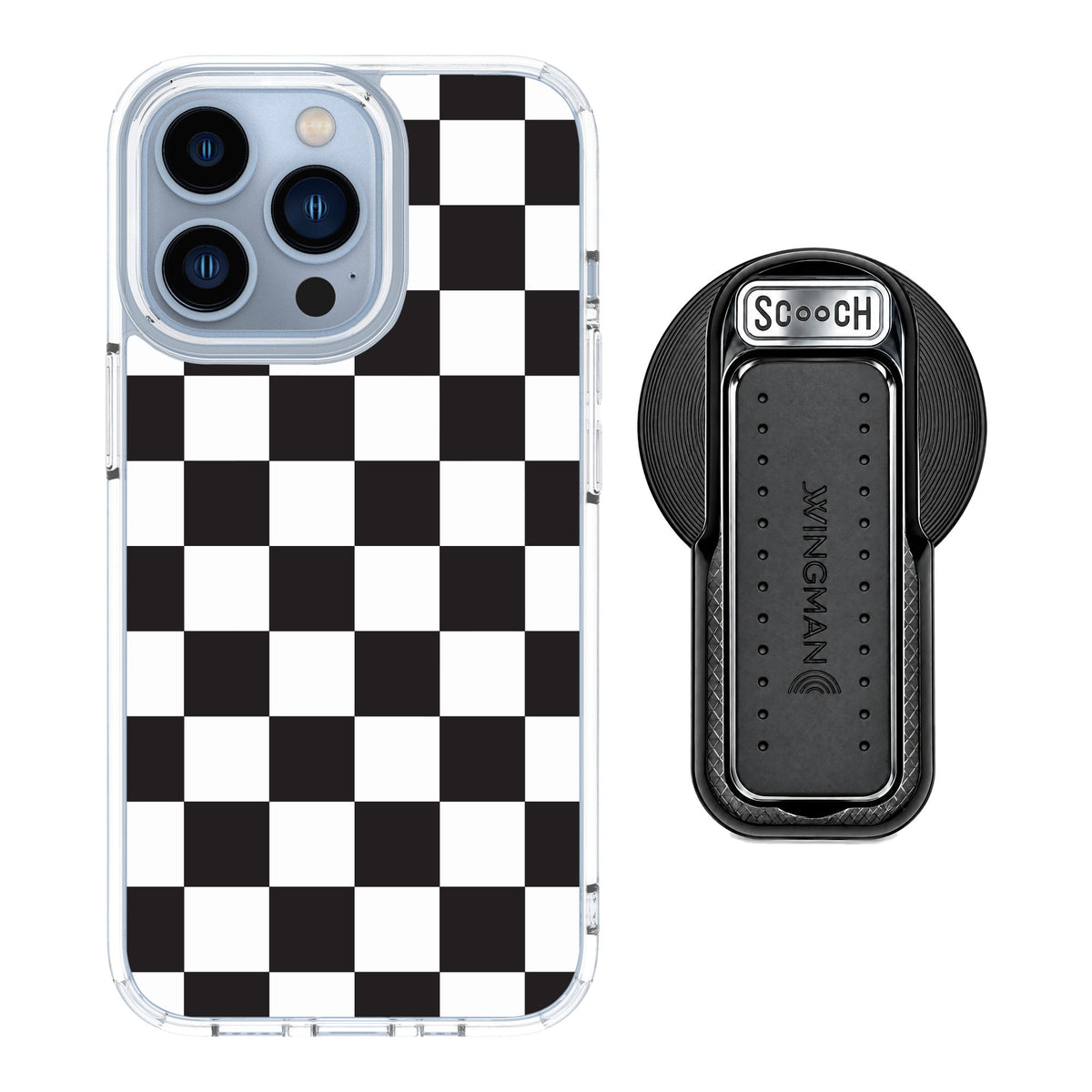 Scooch MagCase Checkered for iPhone 13 Pro — MagSafe Wingback Bundle - Black