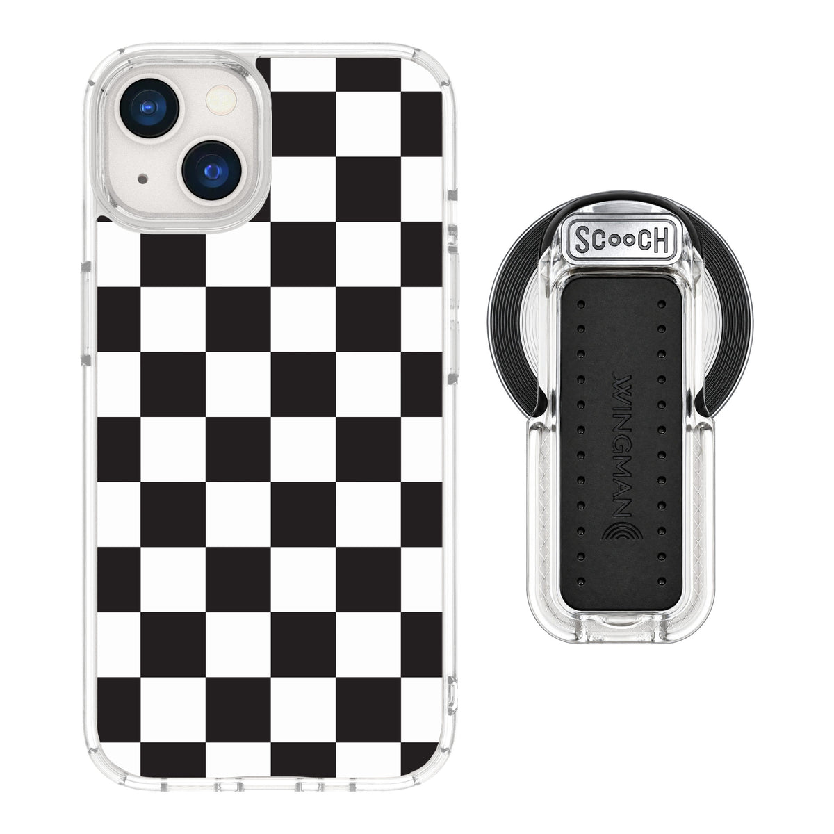 Scooch MagCase Checkered for iPhone 13 — MagSafe Wingback Bundle - Clear