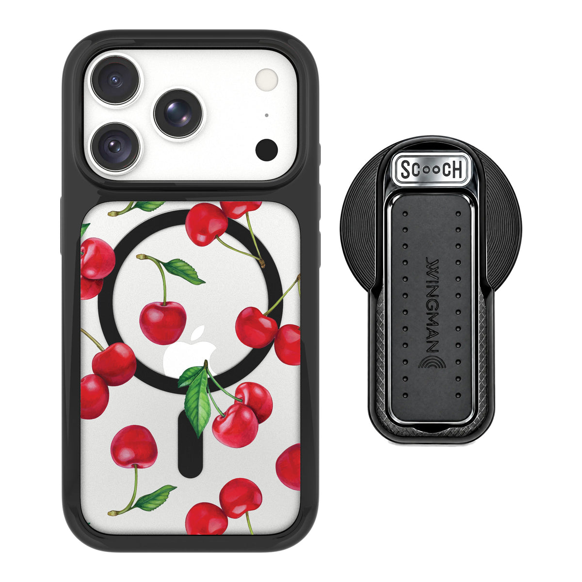 Scooch MagCase Very Cherry for iPhone 18 Pro — MagSafe Wingback Bundle - Black