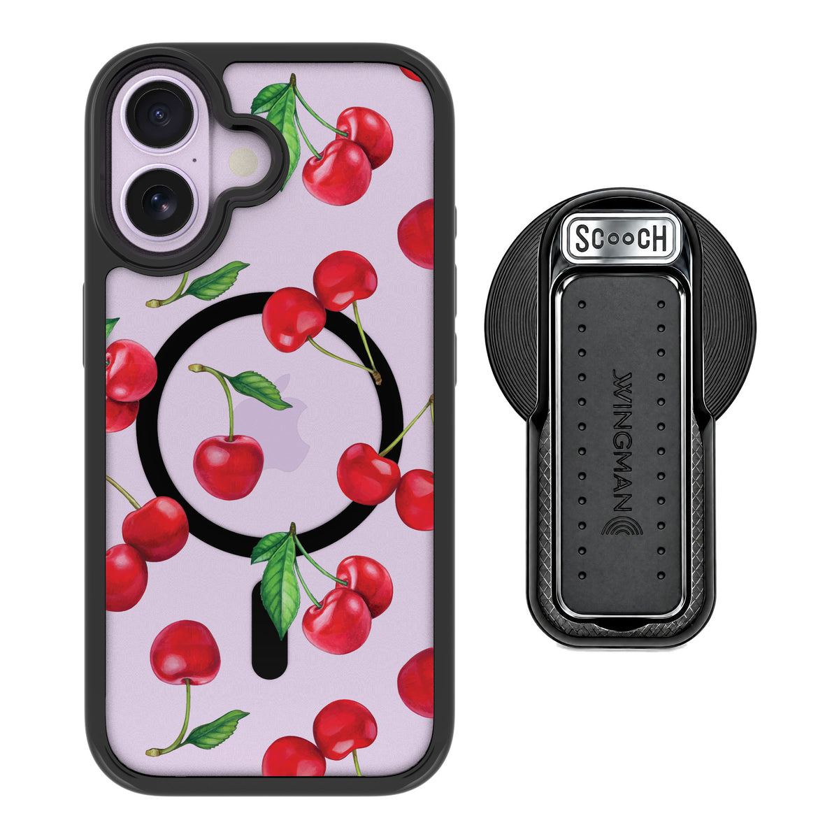 Scooch MagCase Very Cherry for iPhone 17 — MagSafe Wingback Bundle - Black