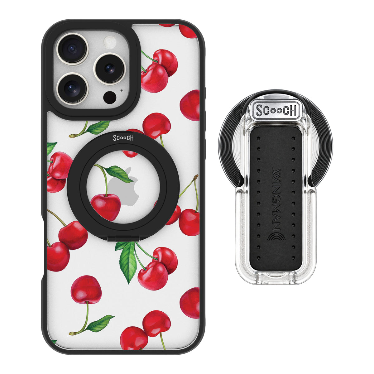 Scooch MagCase Very Cherry for iPhone 16 Pro Max — MagSafe Wingback Bundle - Clear