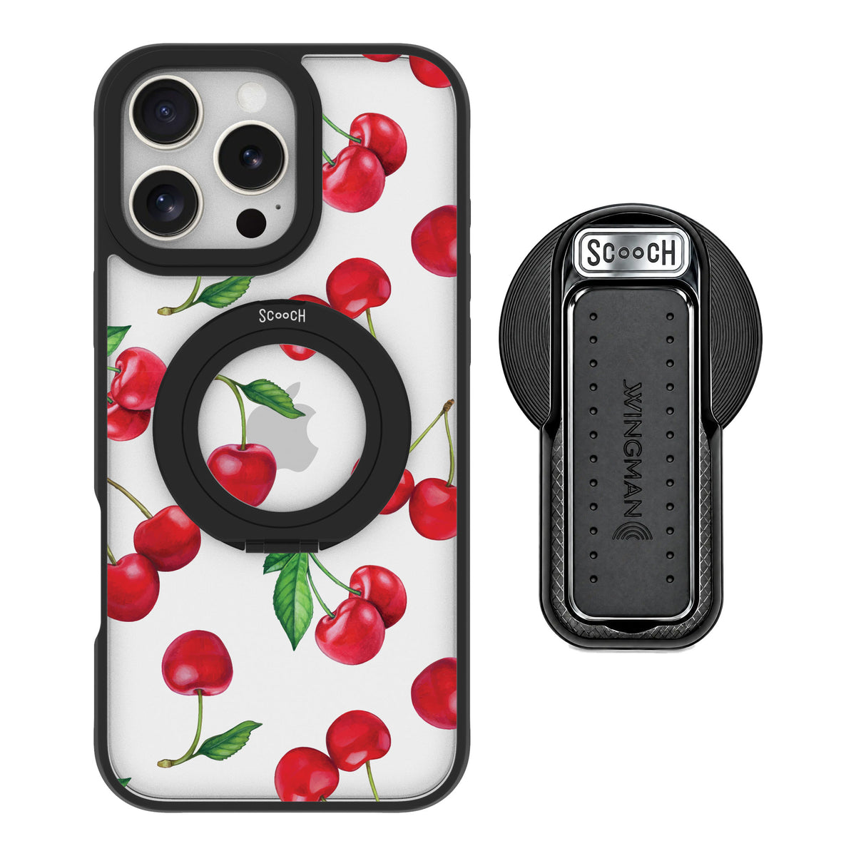 Scooch MagCase Very Cherry for iPhone 16 Pro Max — MagSafe Wingback Bundle - Black