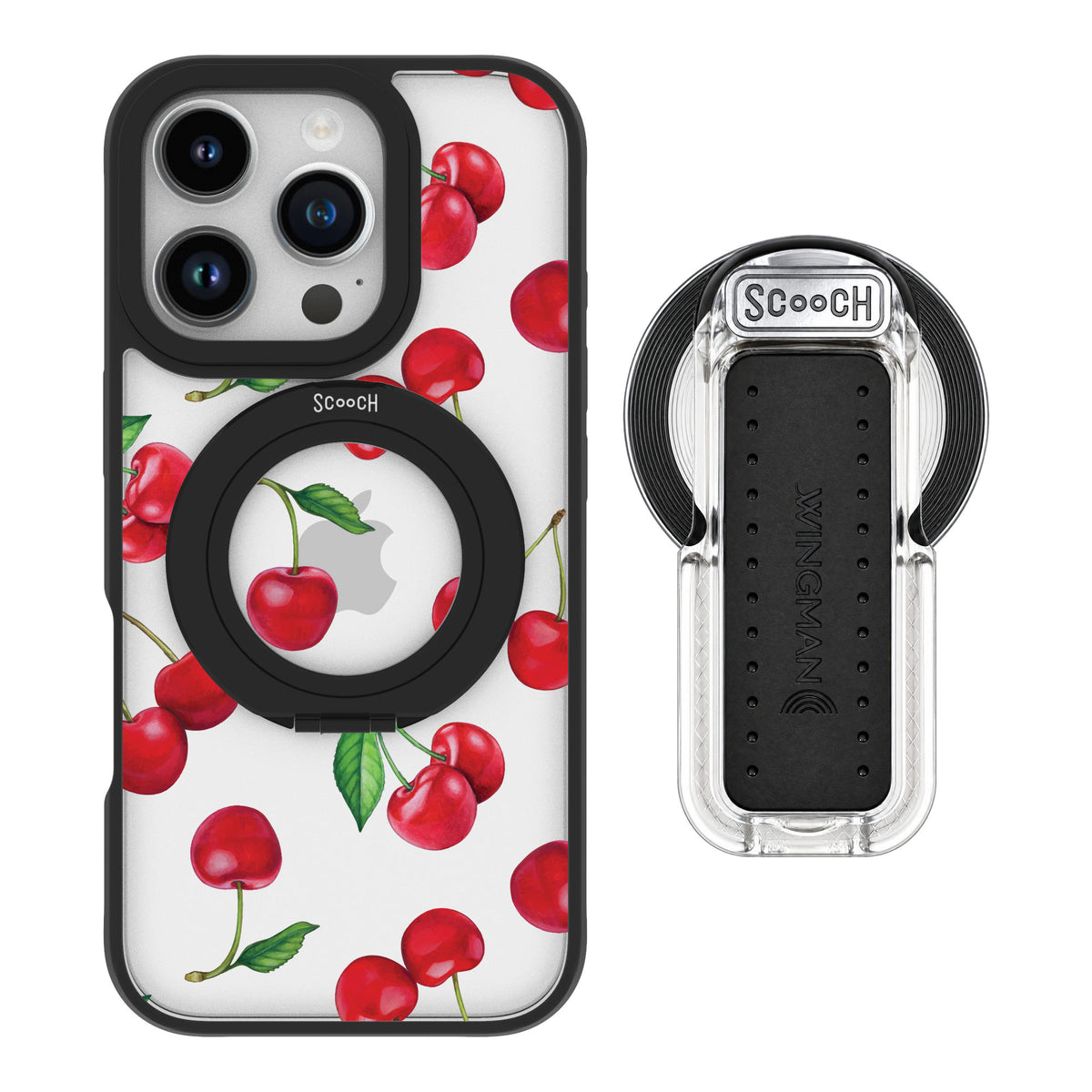 Scooch MagCase Very Cherry for iPhone 16 Pro — MagSafe Wingback Bundle - Clear