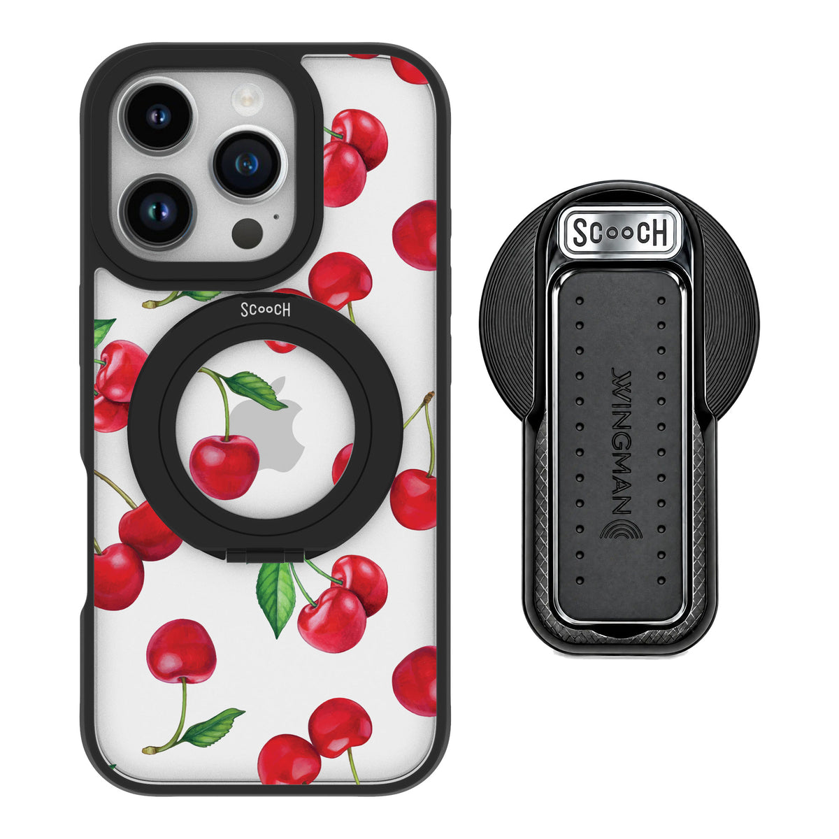 Scooch MagCase Very Cherry for iPhone 16 Pro — MagSafe Wingback Bundle - Black