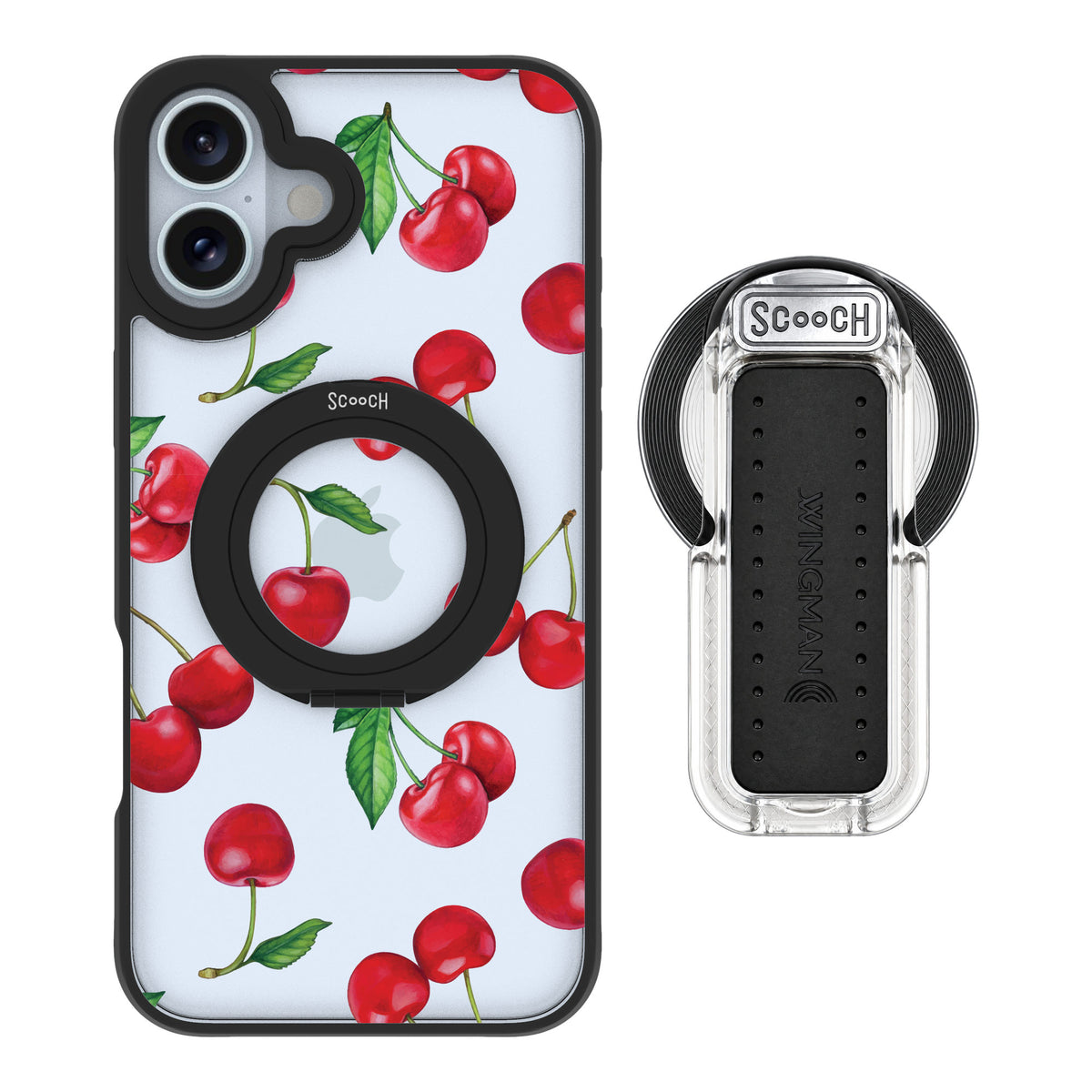 Scooch MagCase Very Cherry for iPhone 16 Plus — MagSafe Wingback Bundle - Clear