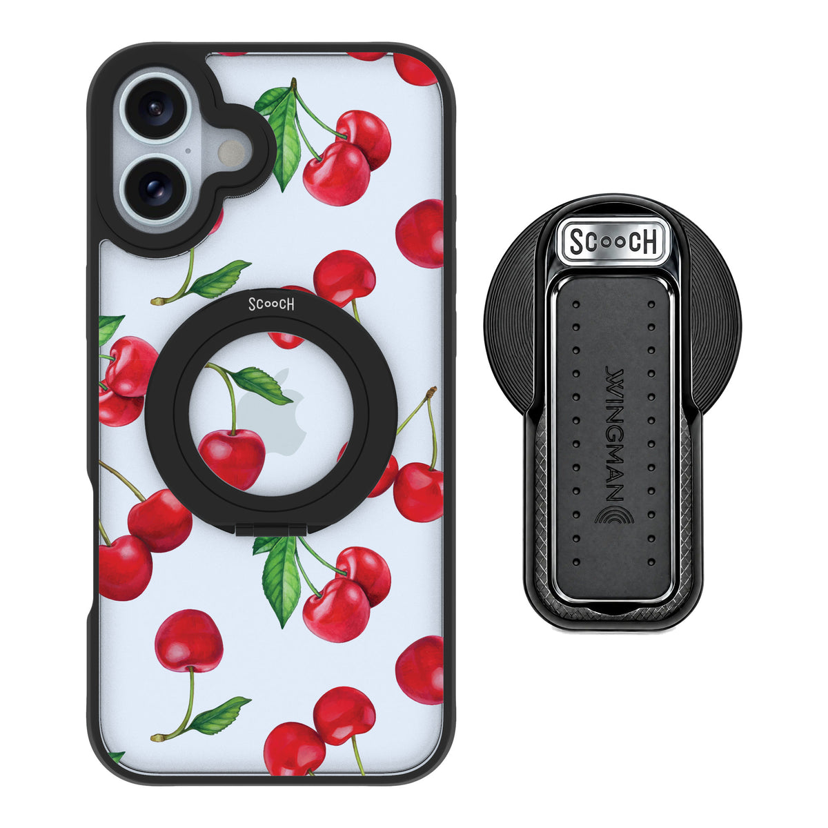 Scooch MagCase Very Cherry for iPhone 16 Plus — MagSafe Wingback Bundle - Black