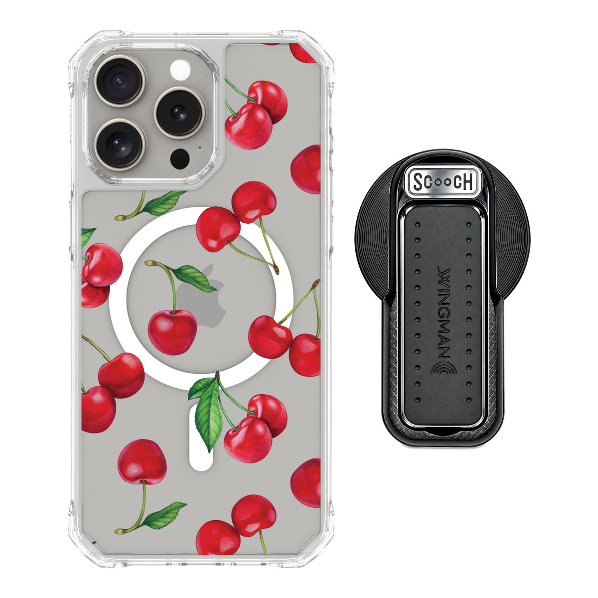 Scooch MagCase Very Cherry for iPhone 15 Pro Max — MagSafe Wingback Bundle - Black