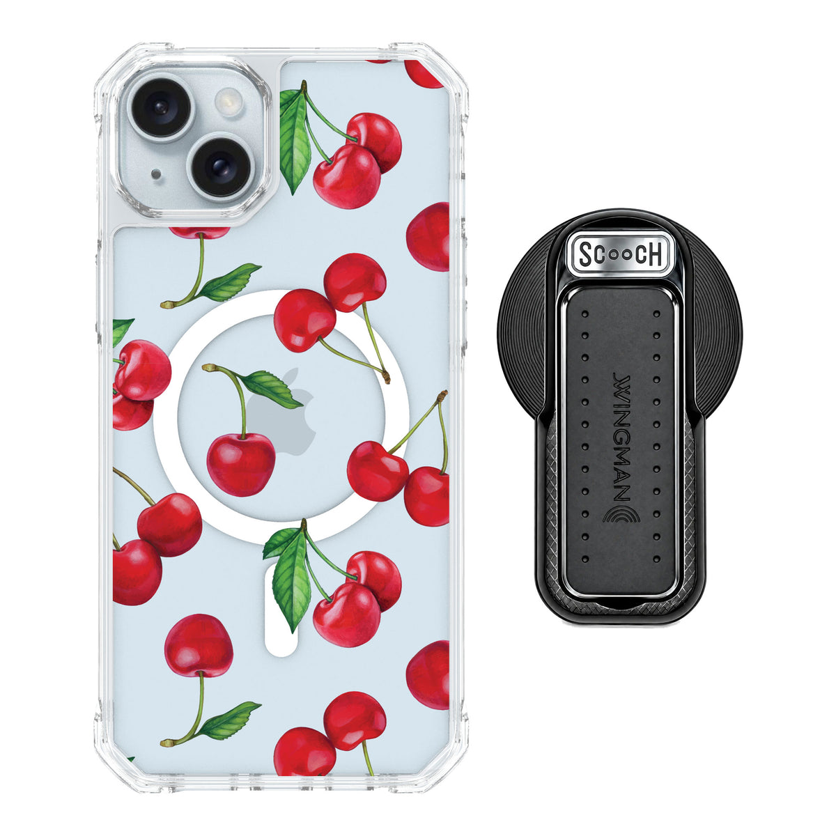 Scooch MagCase Very Cherry for iPhone 15 Plus — MagSafe Wingback Bundle - Black