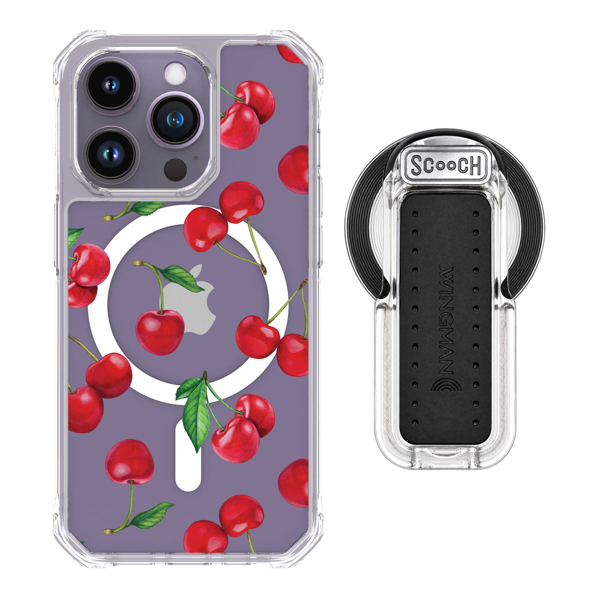 Scooch MagCase Very Cherry for iPhone 14 Pro — MagSafe Wingback Bundle - Clear