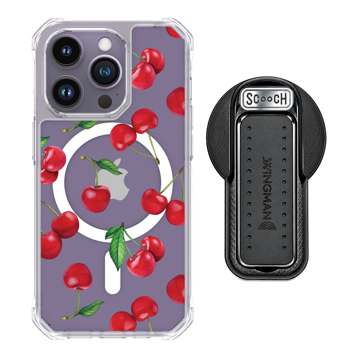 Scooch MagCase Very Cherry for iPhone 14 Pro — MagSafe Wingback Bundle - Black