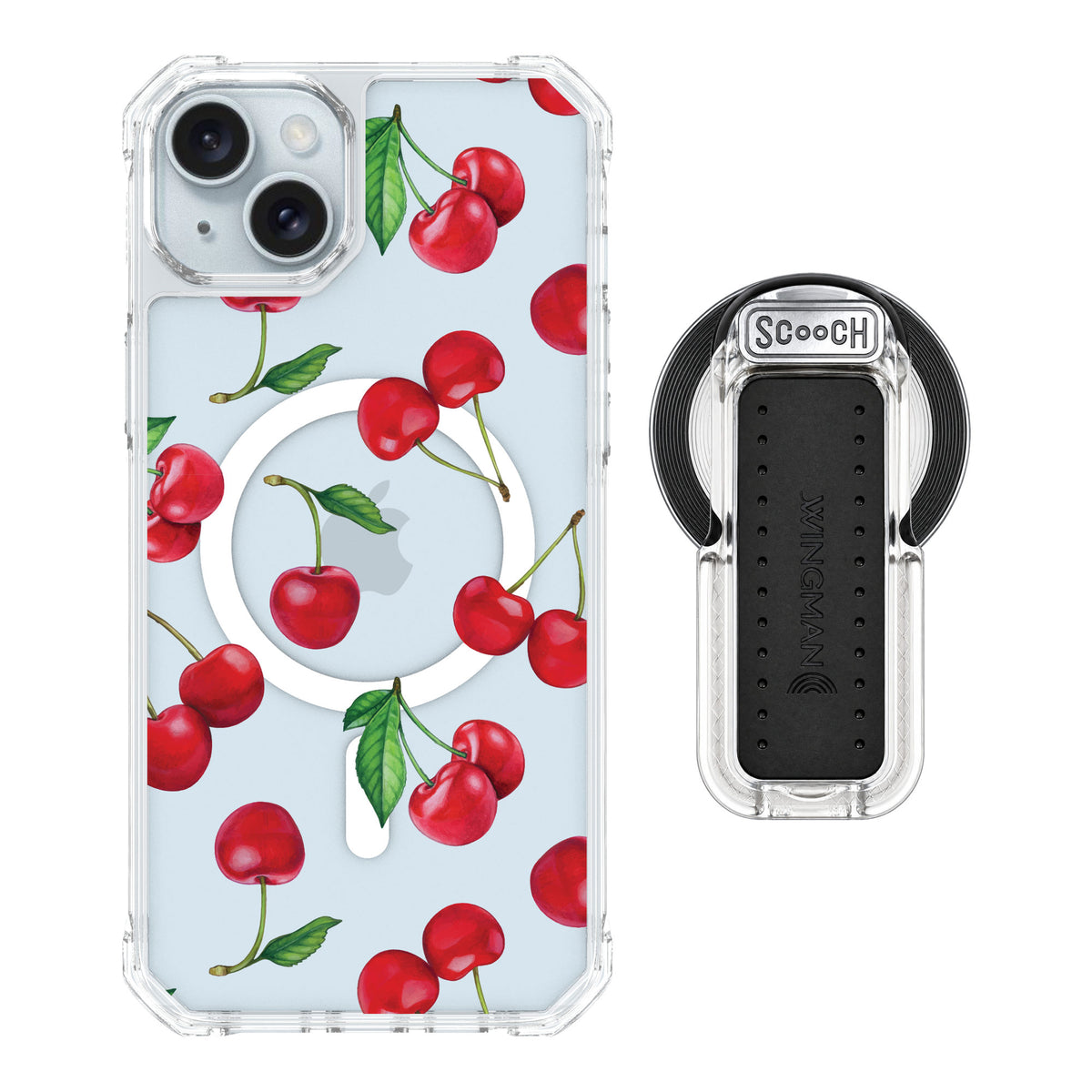 Scooch MagCase Very Cherry for iPhone 14 Plus — MagSafe Wingback Bundle - Clear