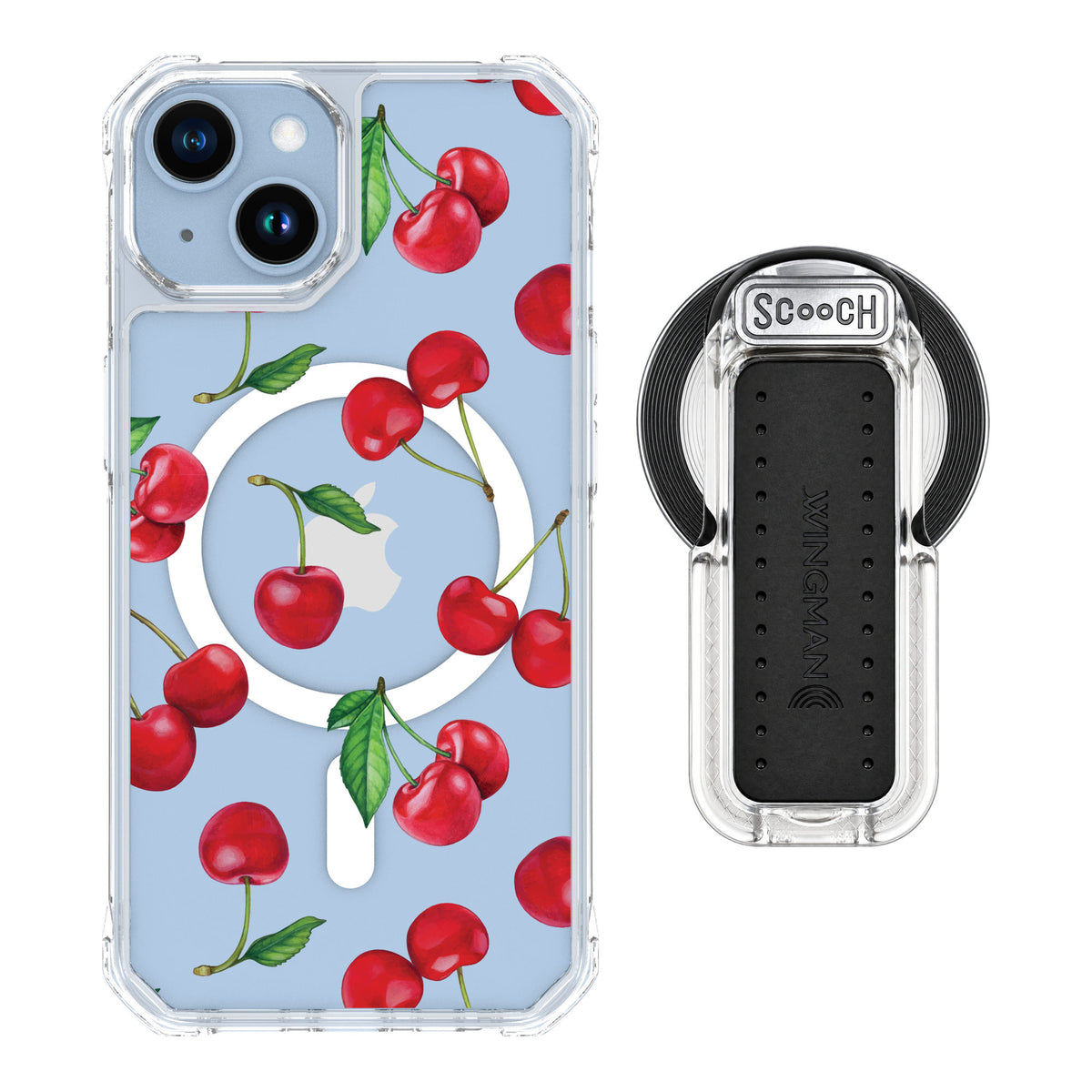 Scooch MagCase Very Cherry for iPhone 14 — MagSafe Wingback Bundle - Clear