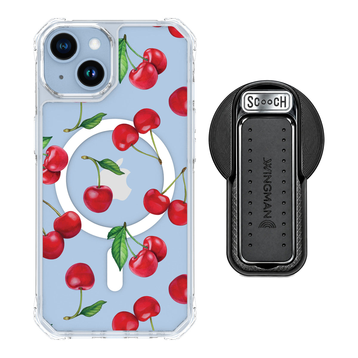 Scooch MagCase Very Cherry for iPhone 14 — MagSafe Wingback Bundle - Black