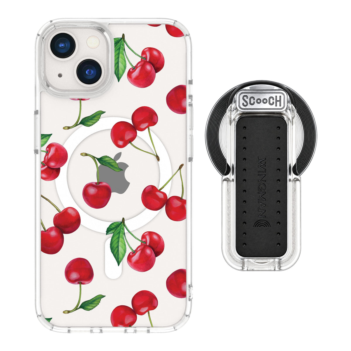 Scooch MagCase Very Cherry for iPhone 13 — MagSafe Wingback Bundle - Clear