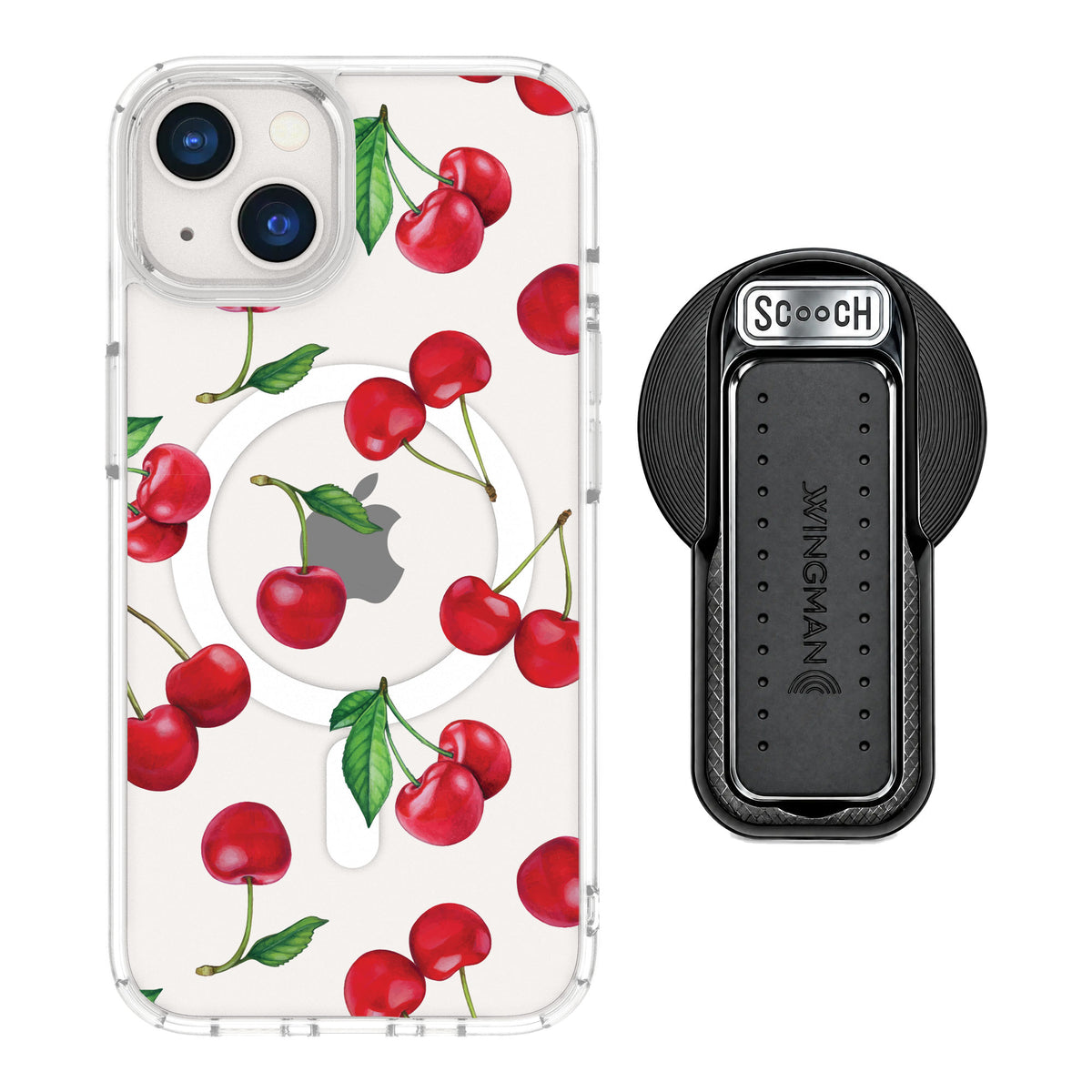 Scooch MagCase Very Cherry for iPhone 13 — MagSafe Wingback Bundle - Black