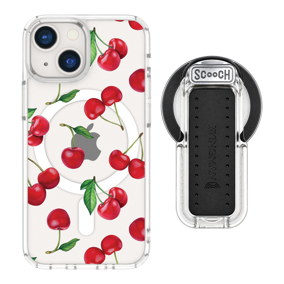 Scooch MagCase Very Cherry for iPhone 13 mini — MagSafe Wingback Bundle - Clear