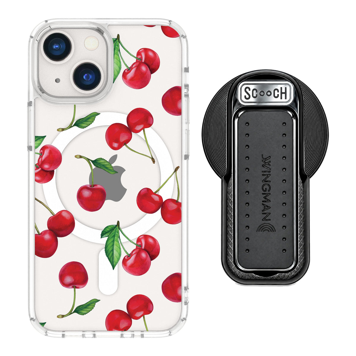 Scooch MagCase Very Cherry for iPhone 13 mini — MagSafe Wingback Bundle - Black