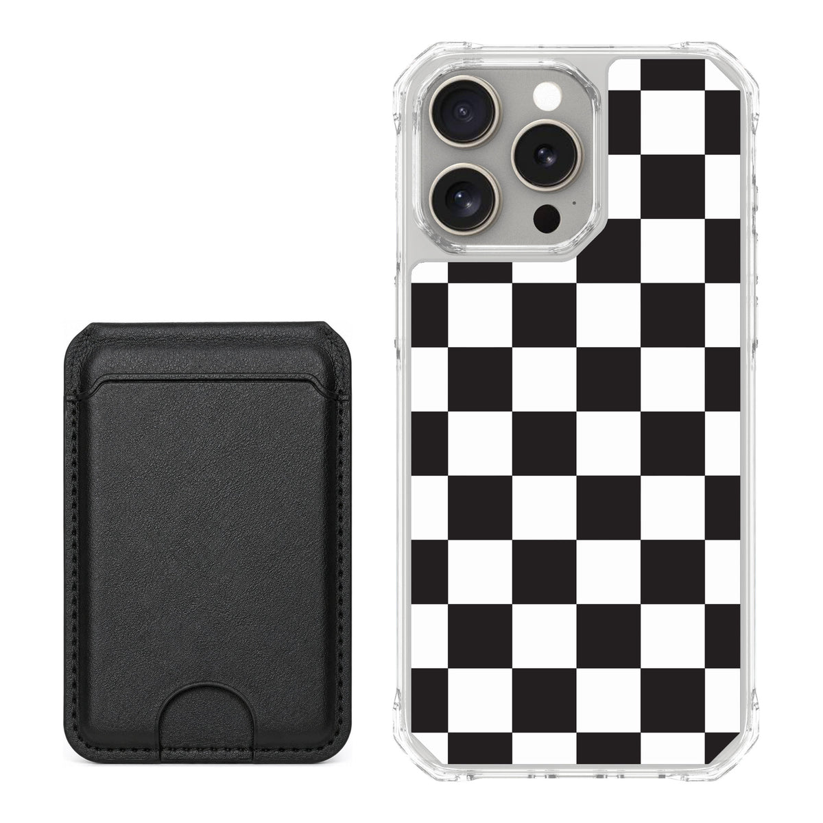 Scooch MagCase Checkered for iPhone 15 Pro Max — Black MagWallet Bundle