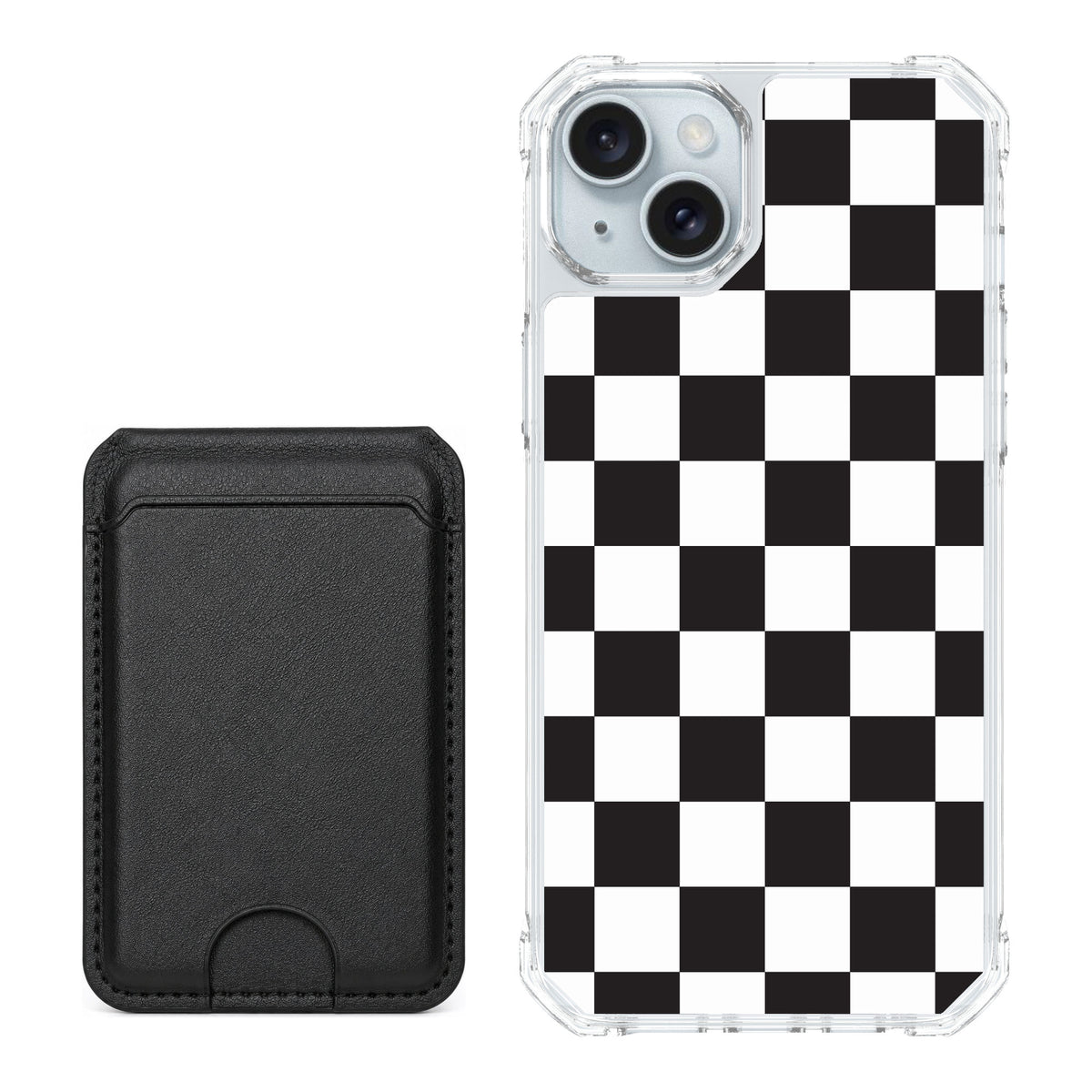 Scooch MagCase Checkered for iPhone 14 Plus — Black MagWallet Bundle