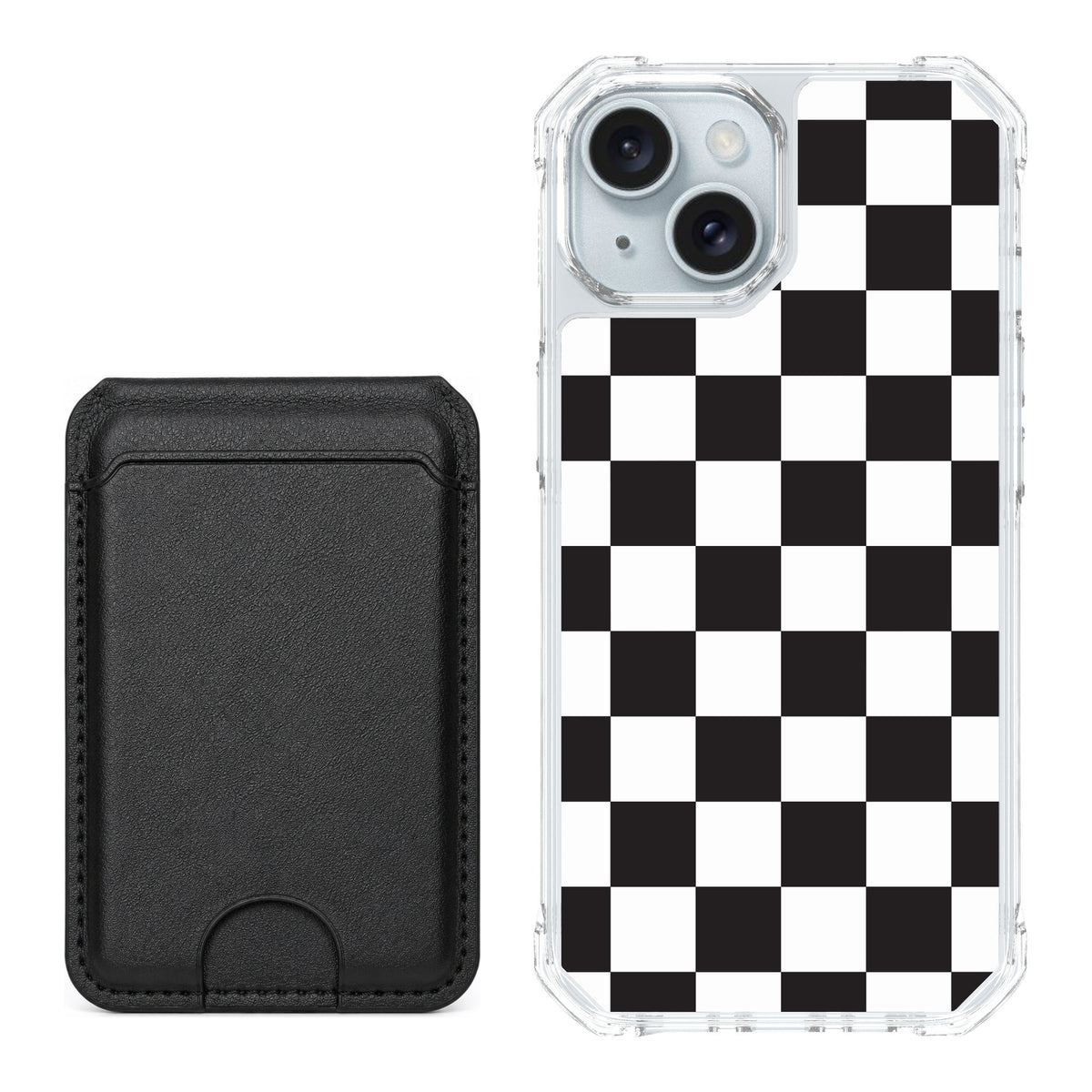 Scooch MagCase Checkered for iPhone 15 — Black MagWallet Bundle
