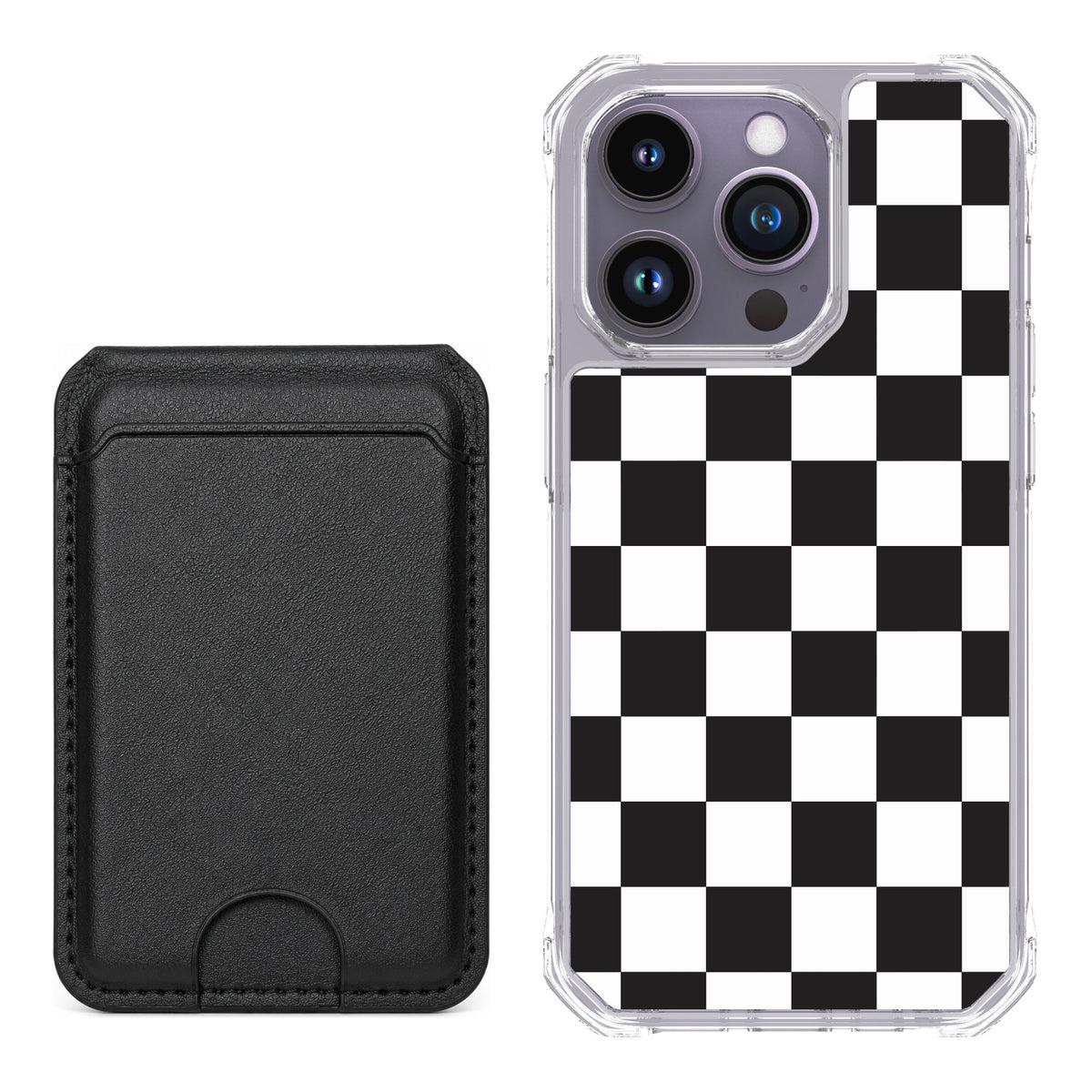 Scooch MagCase Checkered for iPhone 14 Pro — Black MagWallet Bundle