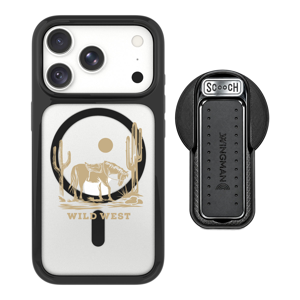 Scooch MagCase Wild West for iPhone 18 Pro — MagSafe Wingback Bundle - Black