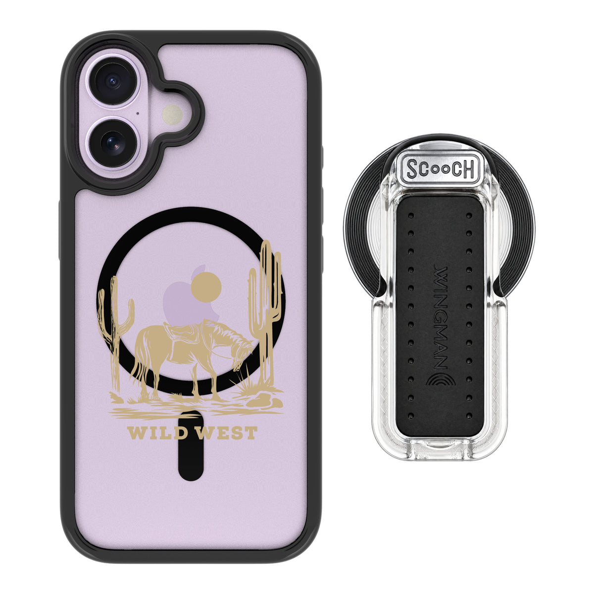 Scooch MagCase Wild West for iPhone 17 — MagSafe Wingback Bundle - Clear