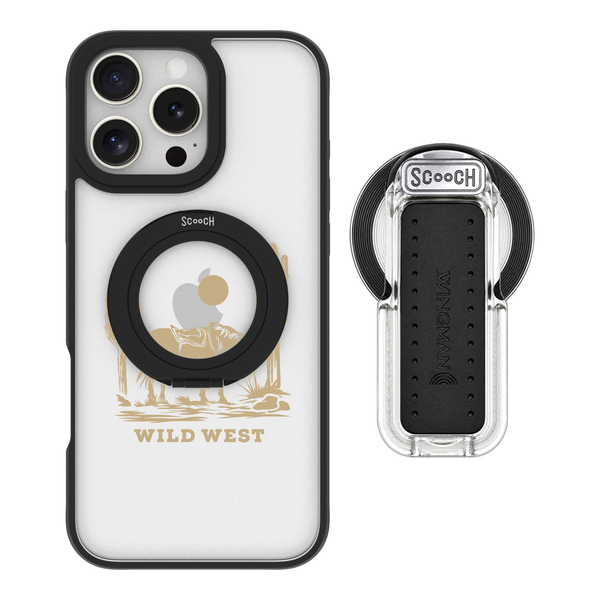 Scooch MagCase Wild West for iPhone 16 Pro Max — MagSafe Wingback Bundle - Clear