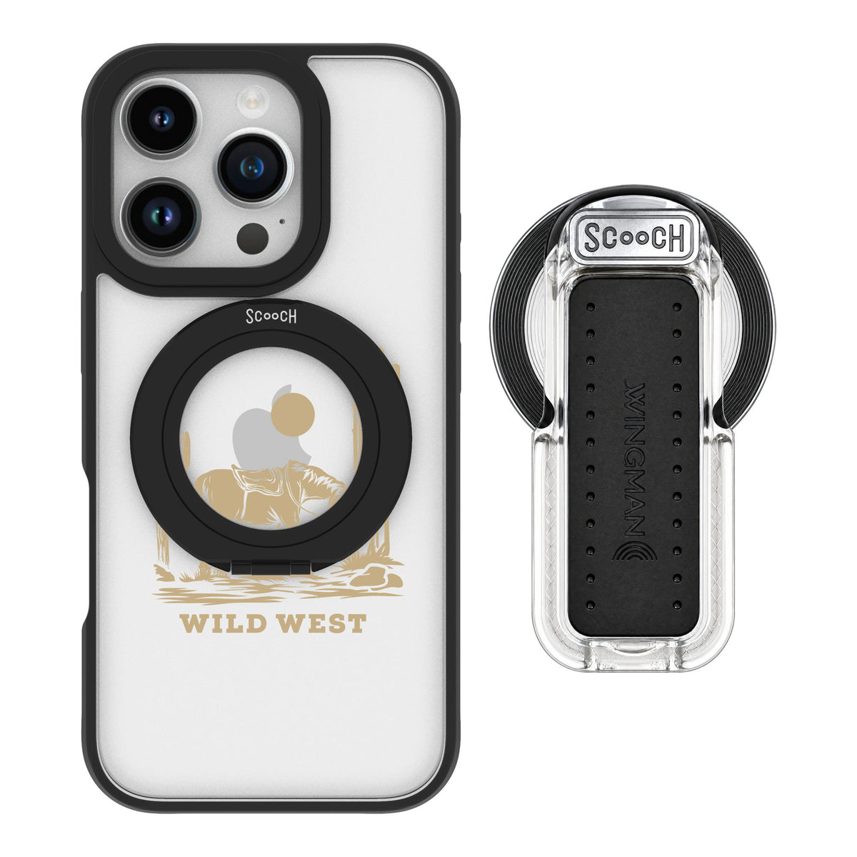 Scooch MagCase Wild West for iPhone 16 Pro — MagSafe Wingback Bundle - Clear