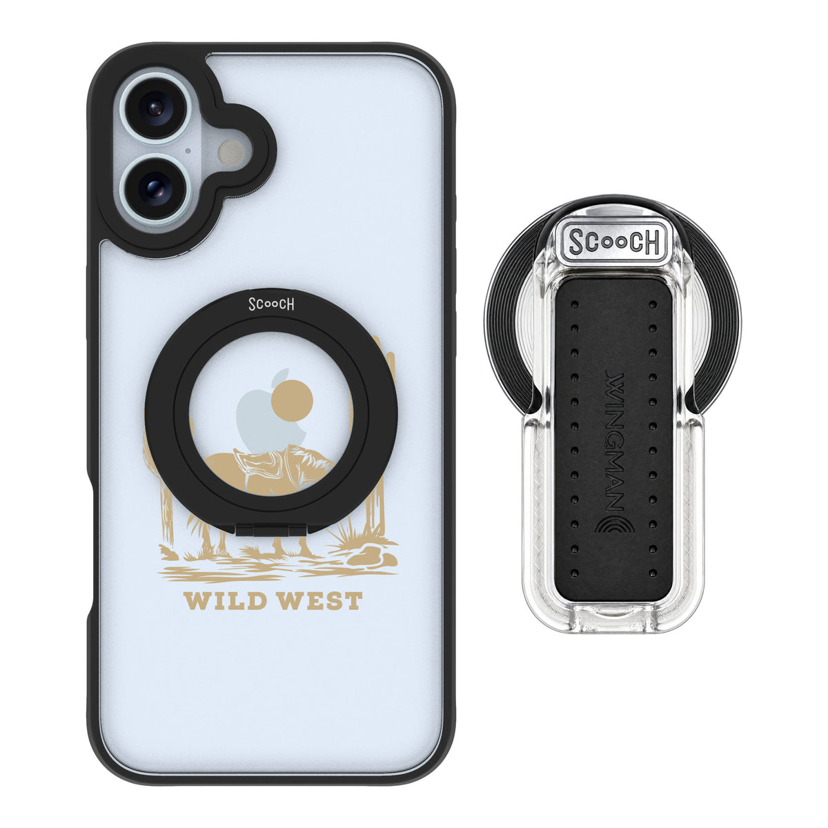 Scooch MagCase Wild West for iPhone 16 Plus — MagSafe Wingback Bundle - Clear