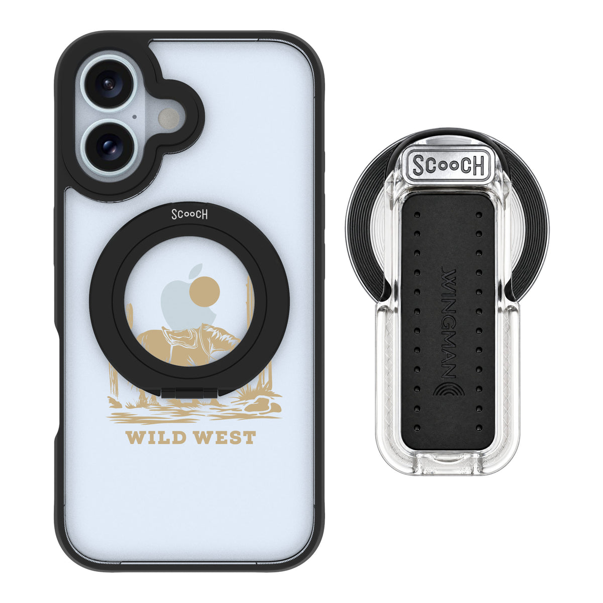 Scooch MagCase Wild West for iPhone 16 — MagSafe Wingback Bundle - Clear